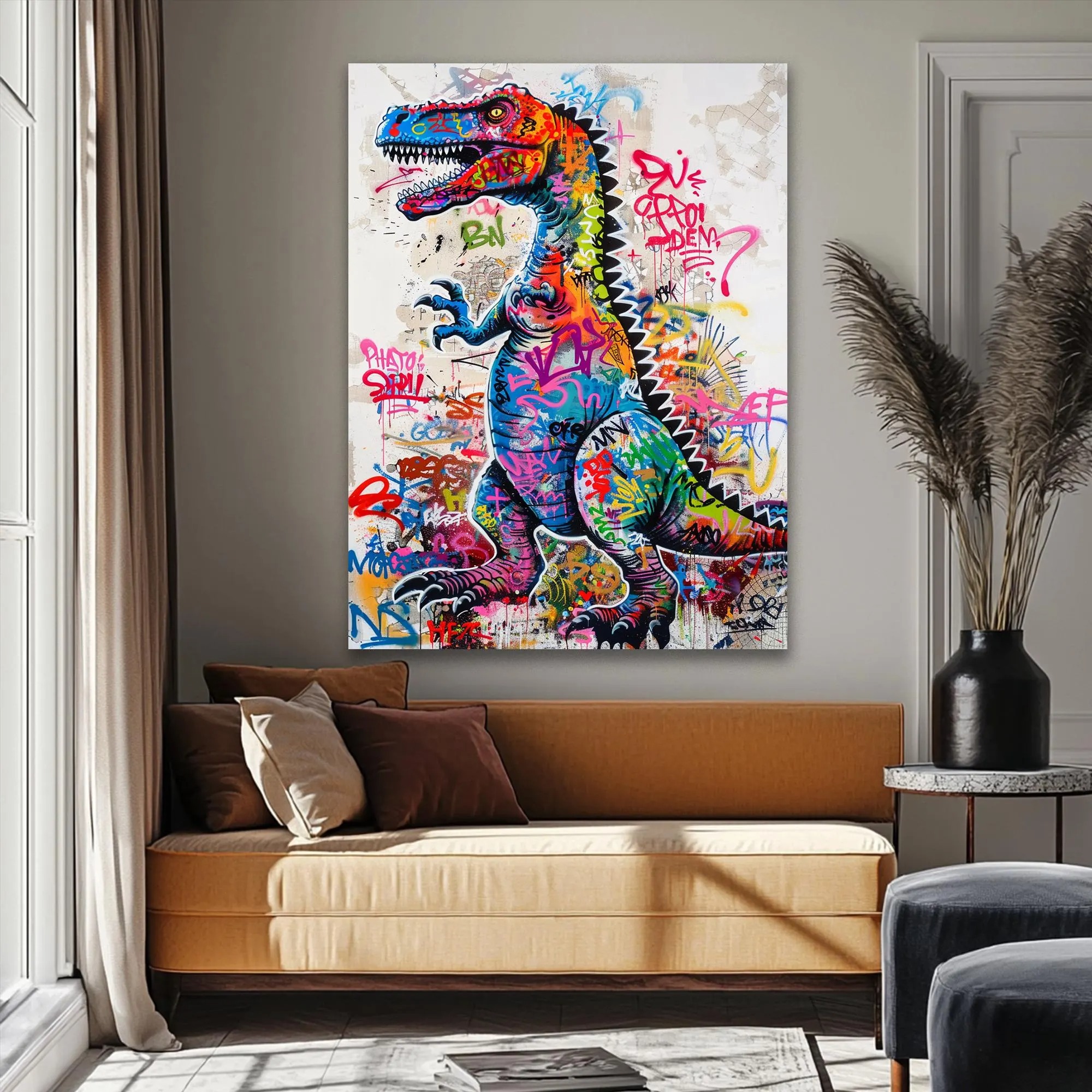 Urban Dino Graffiti Canvas Art