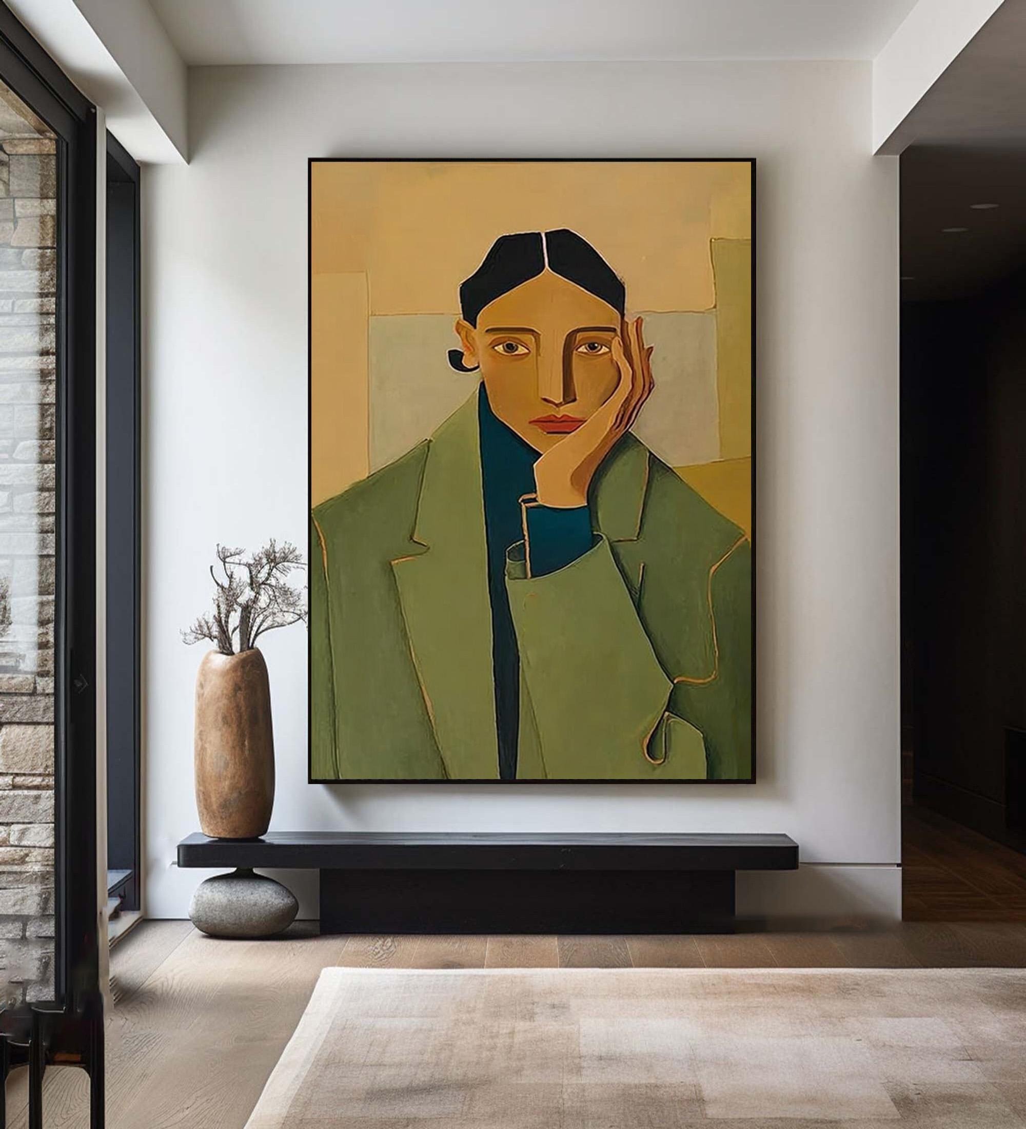 Contemplative Portrait Oil Art