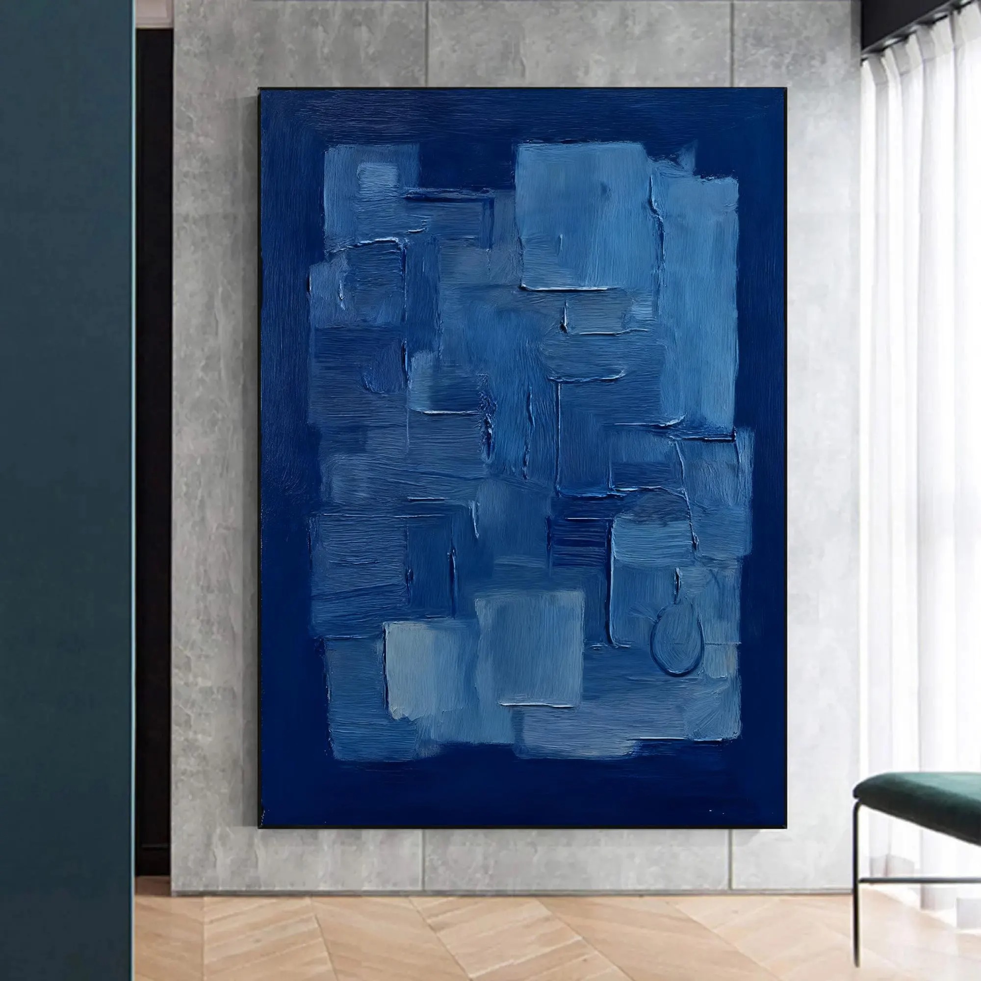 Cerulean Dreams - Textured Indigo Composition