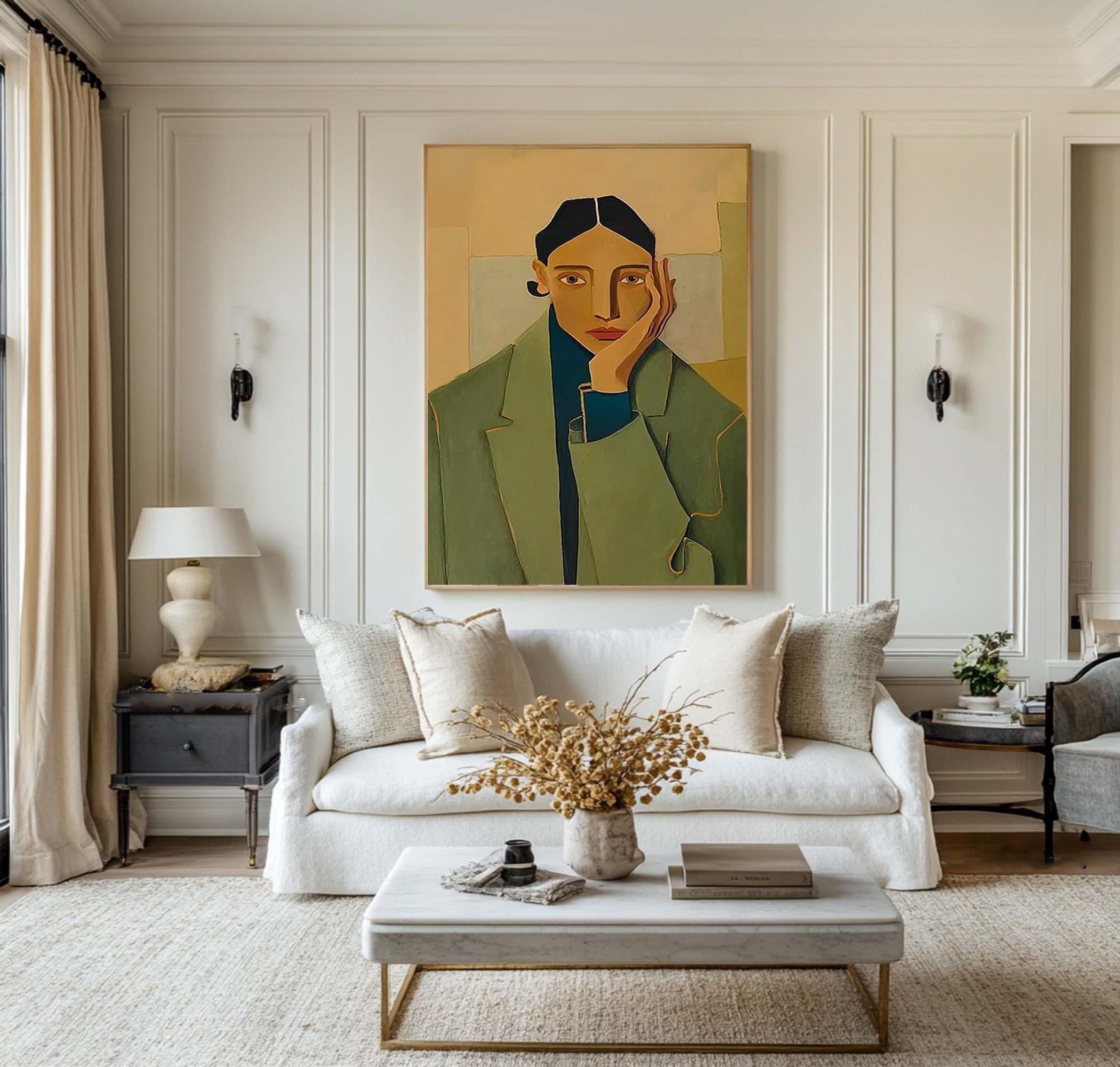 Contemplative Portrait Oil Art