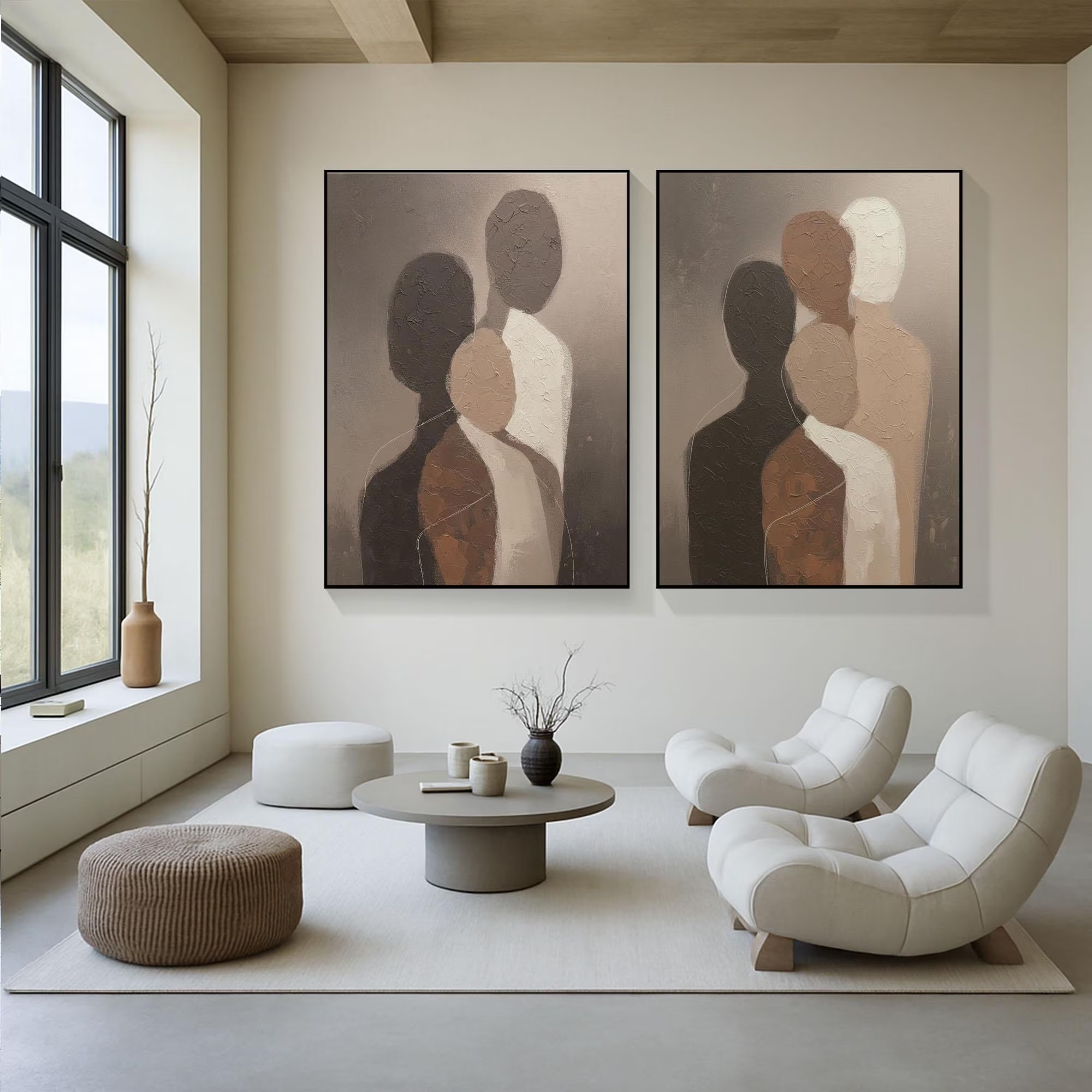 Soft Contours - Abstract Family Embrace Art