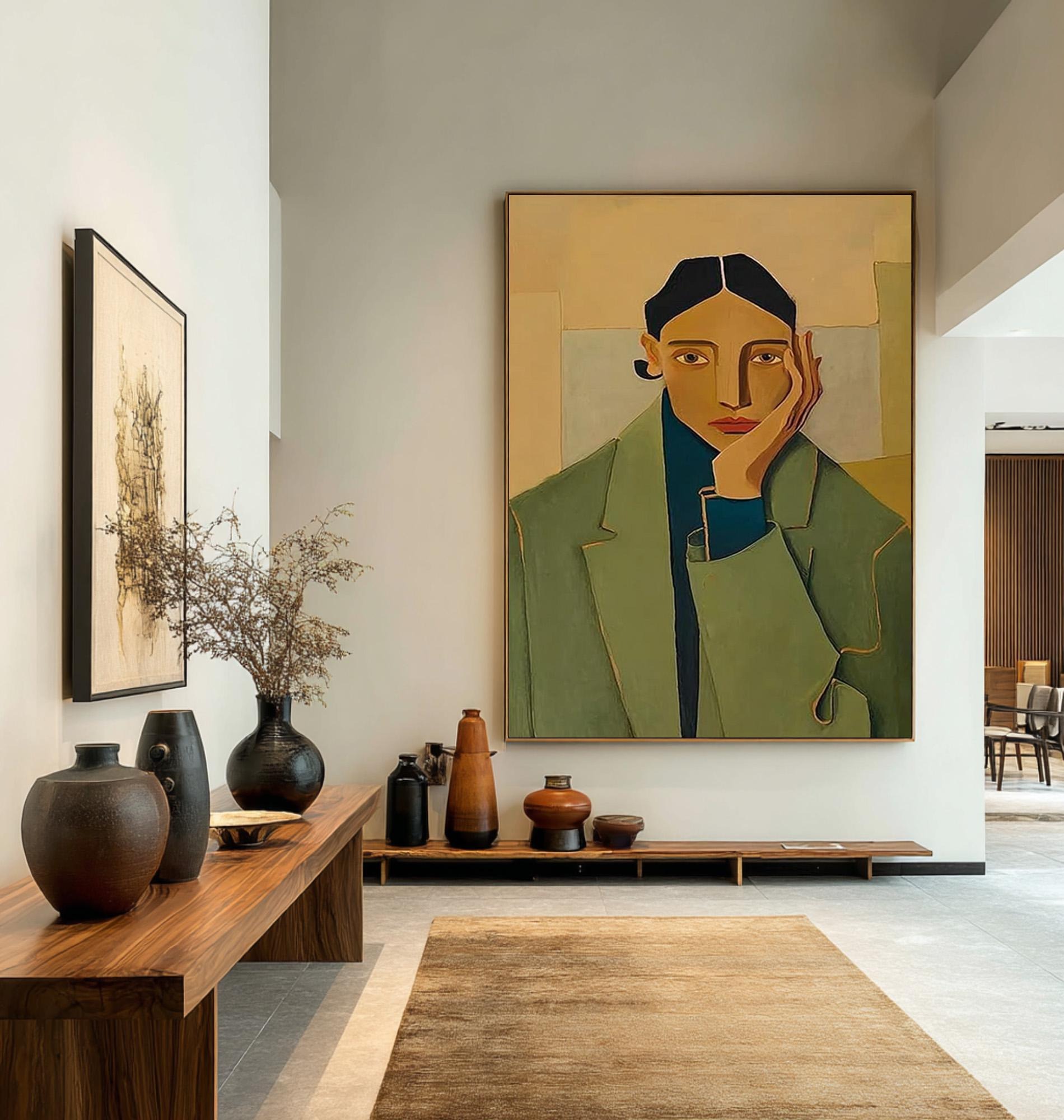 Contemplative Portrait Oil Art