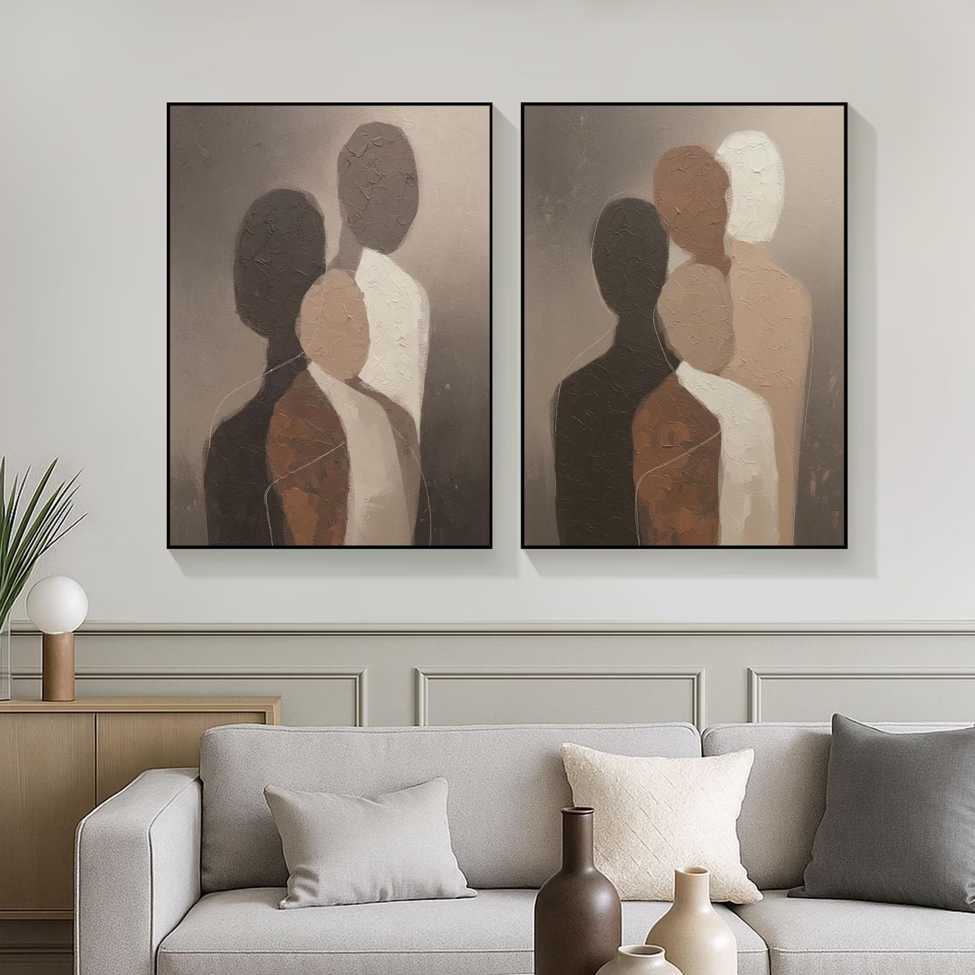 Soft Contours - Abstract Family Embrace Art