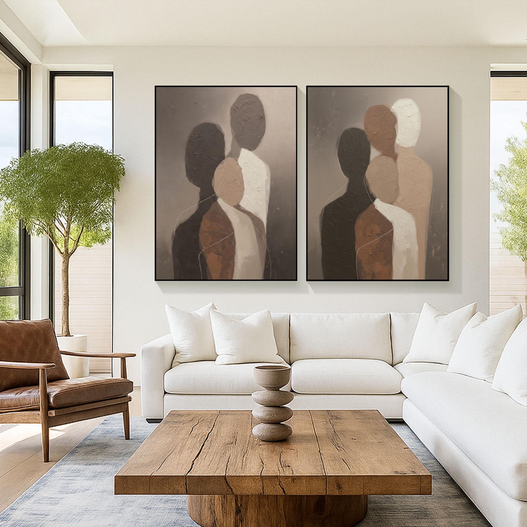 Soft Contours - Abstract Family Embrace Art