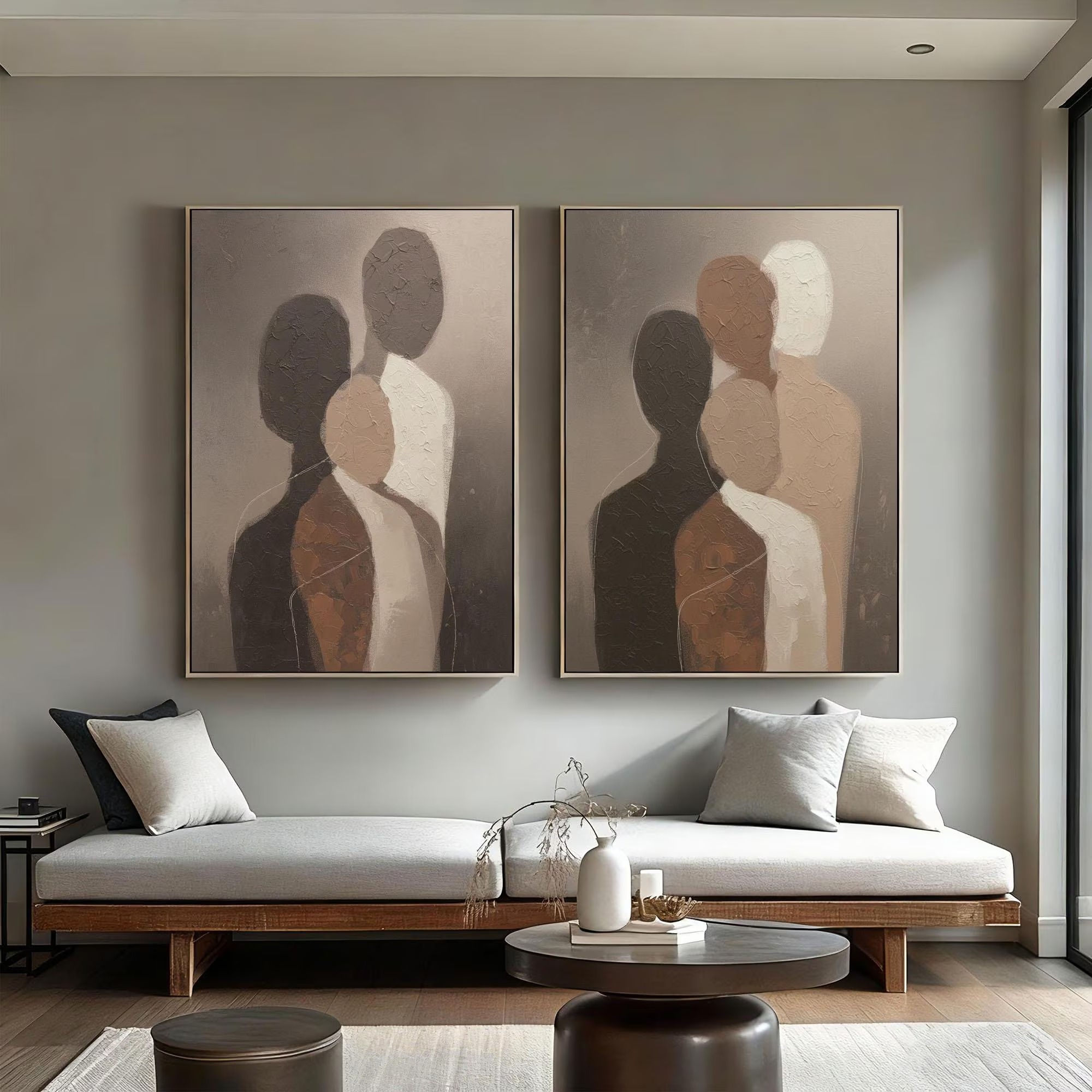 Soft Contours - Abstract Family Embrace Art