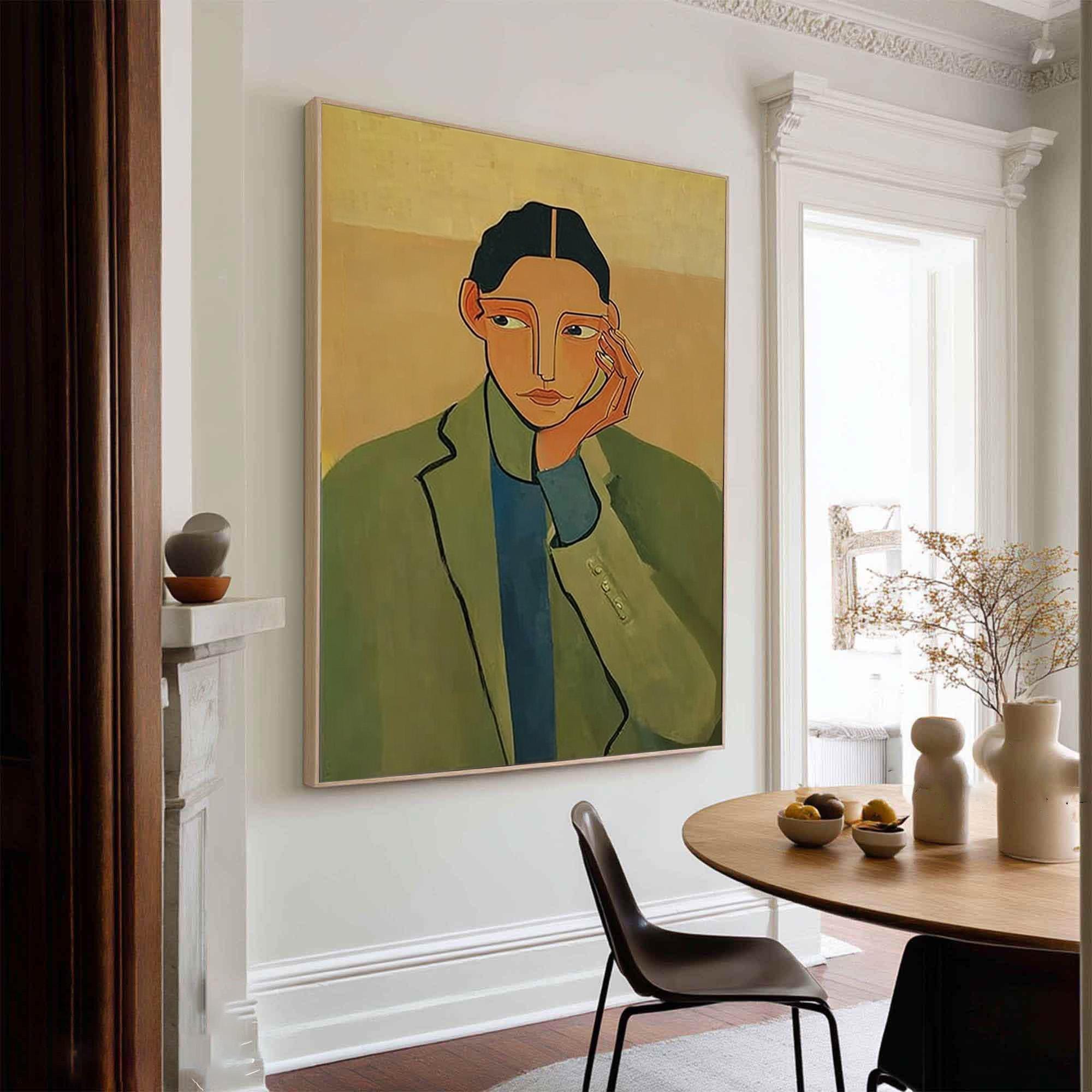 Green Jacket Abstract Print