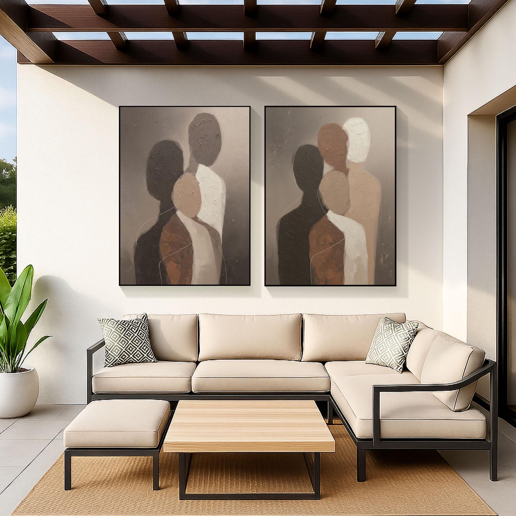 Soft Contours - Abstract Family Embrace Art