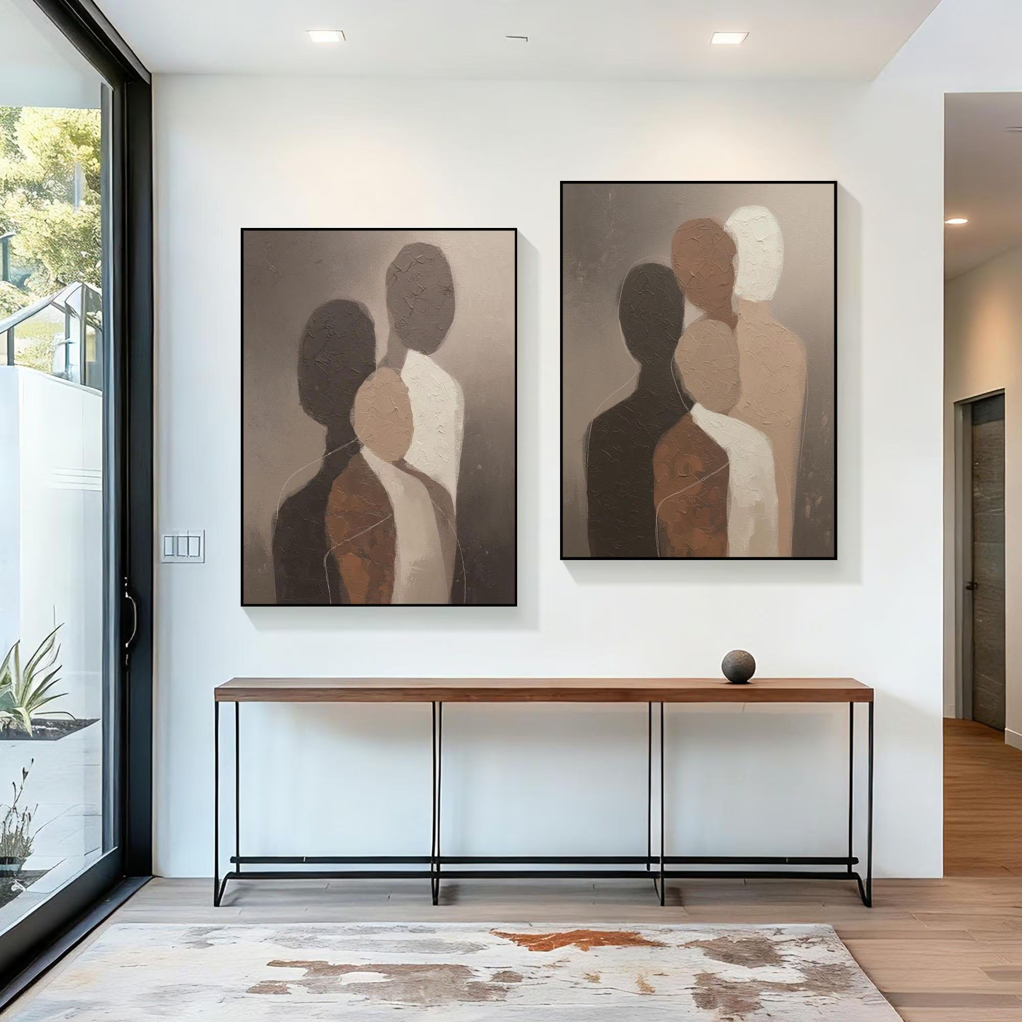 Soft Contours - Abstract Family Embrace Art