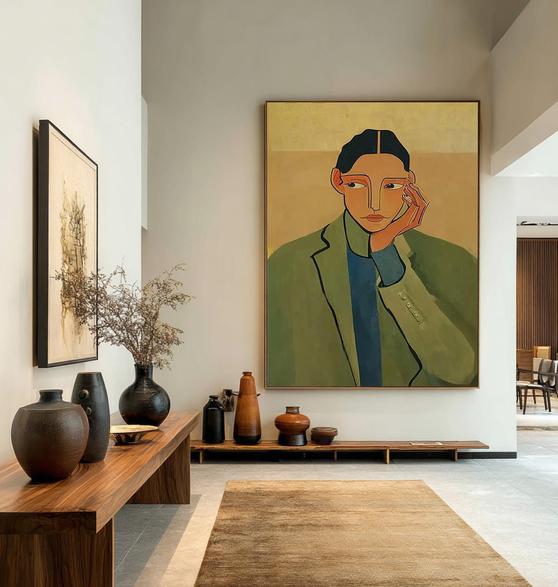 Green Jacket Abstract Print