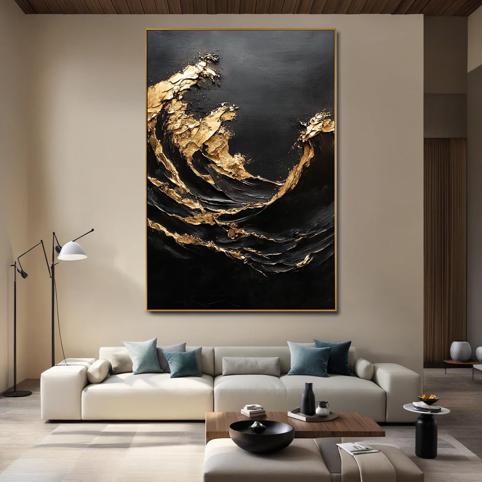 Golden Wave in Dark Abyss