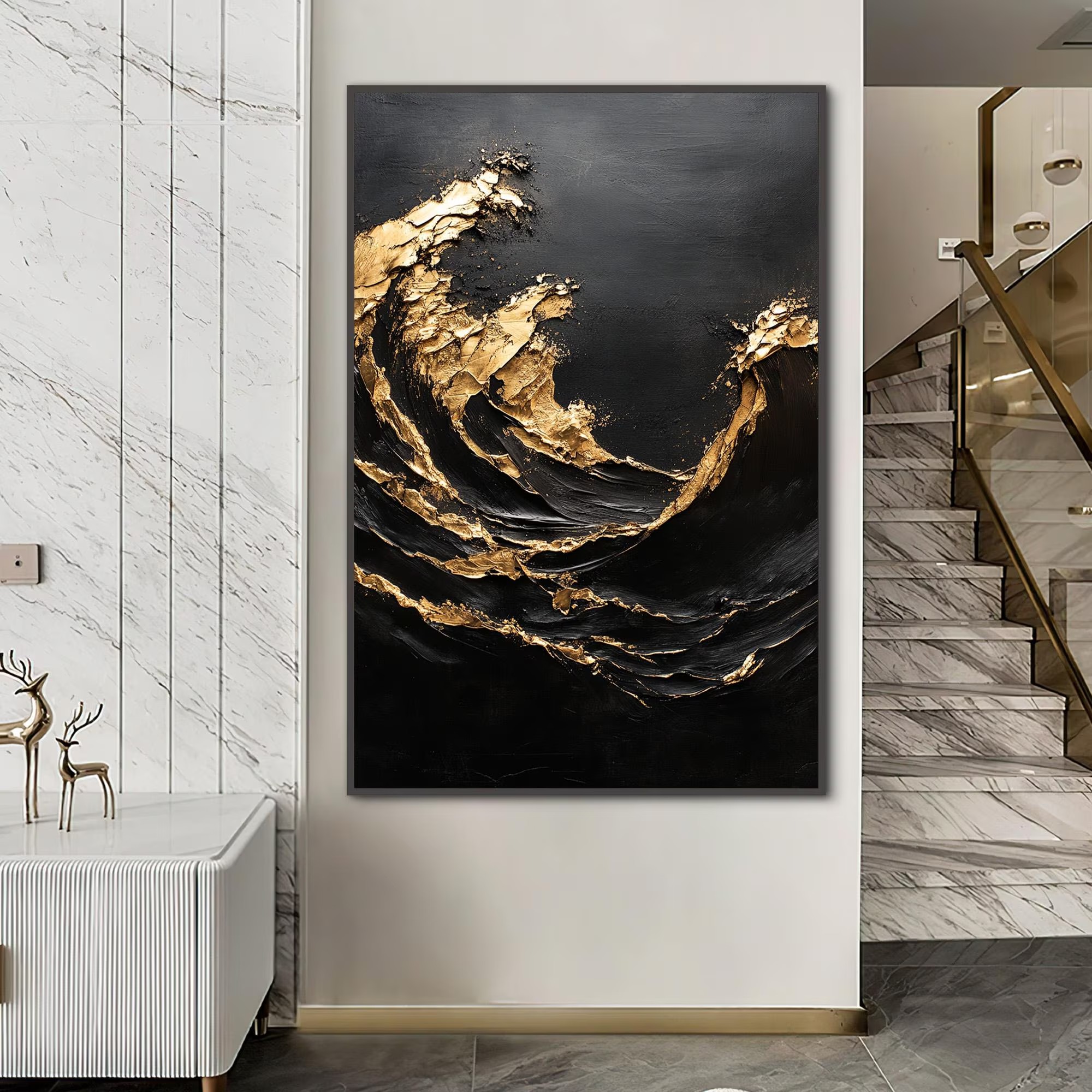 Golden Wave in Dark Abyss