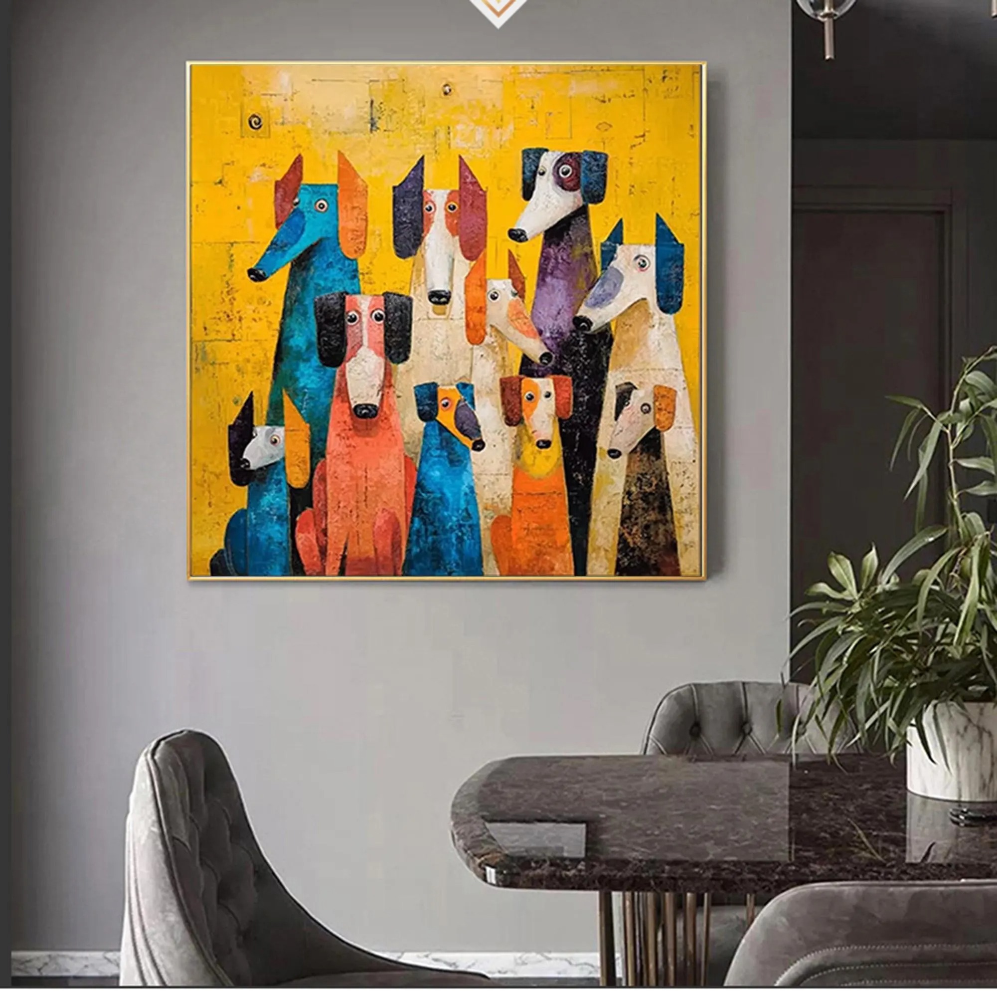 Whimsical Canine Mosaic Art