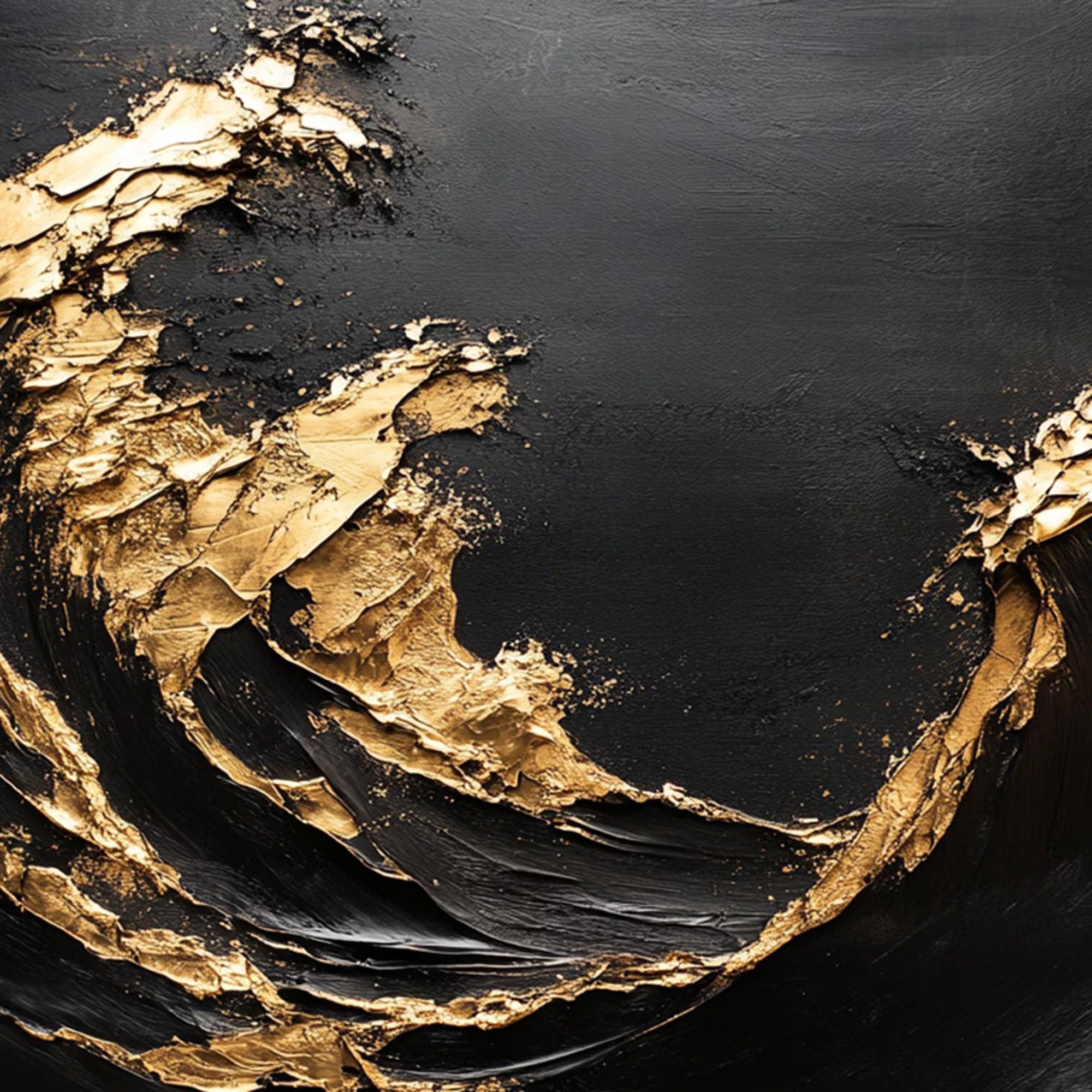 Golden Wave in Dark Abyss