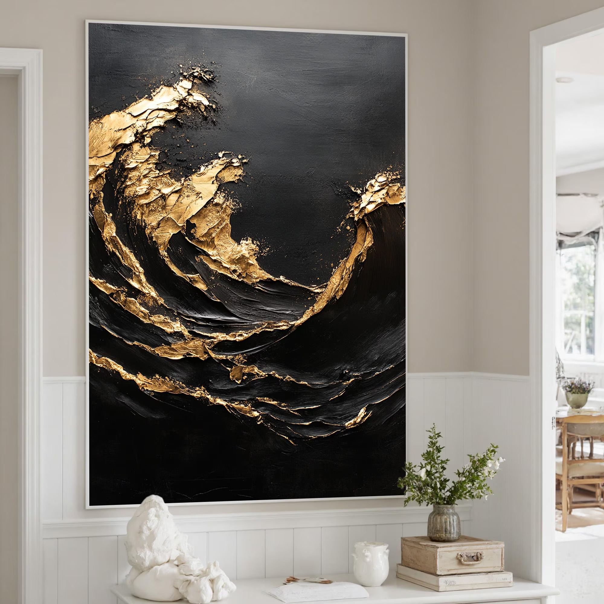 Golden Wave in Dark Abyss