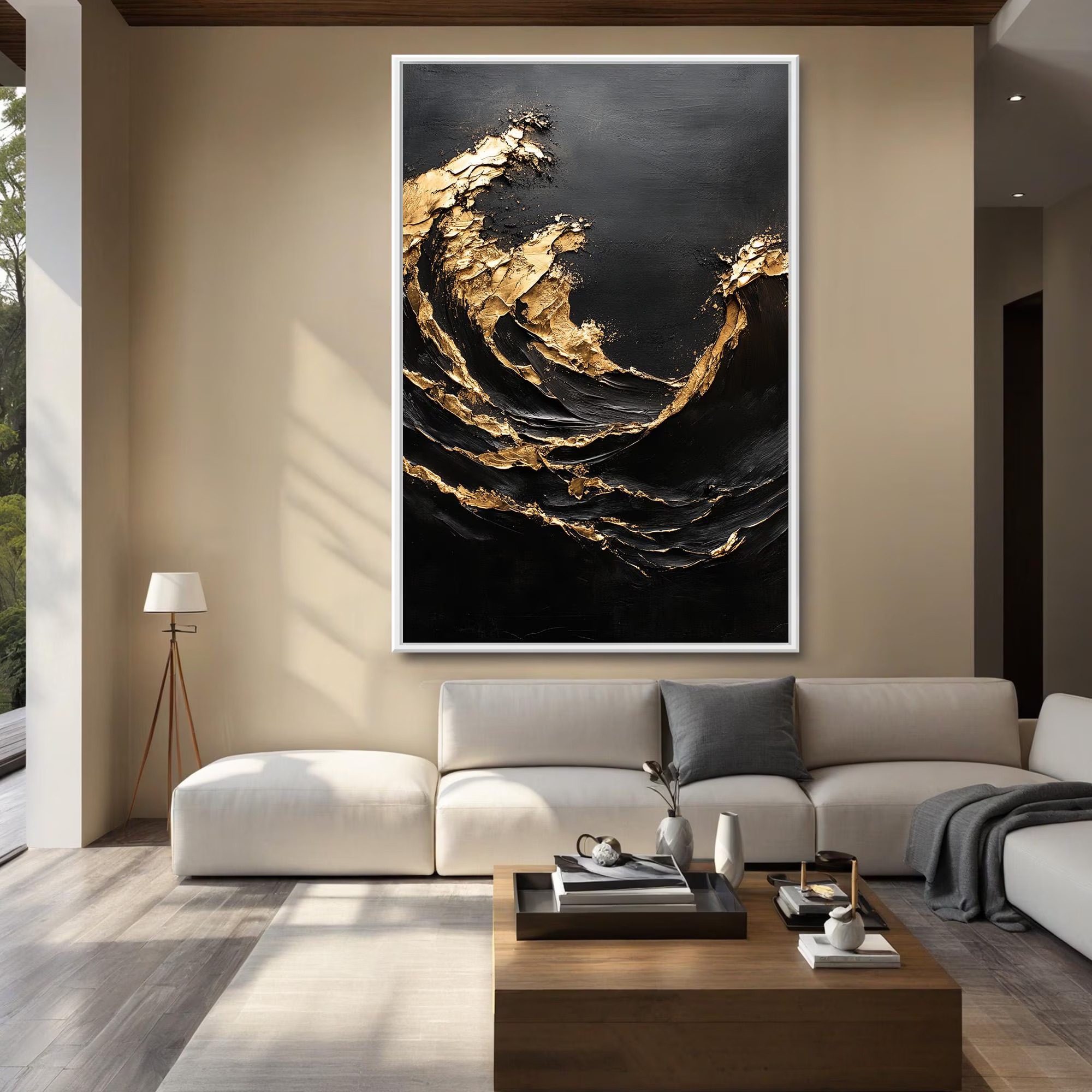 Golden Wave in Dark Abyss