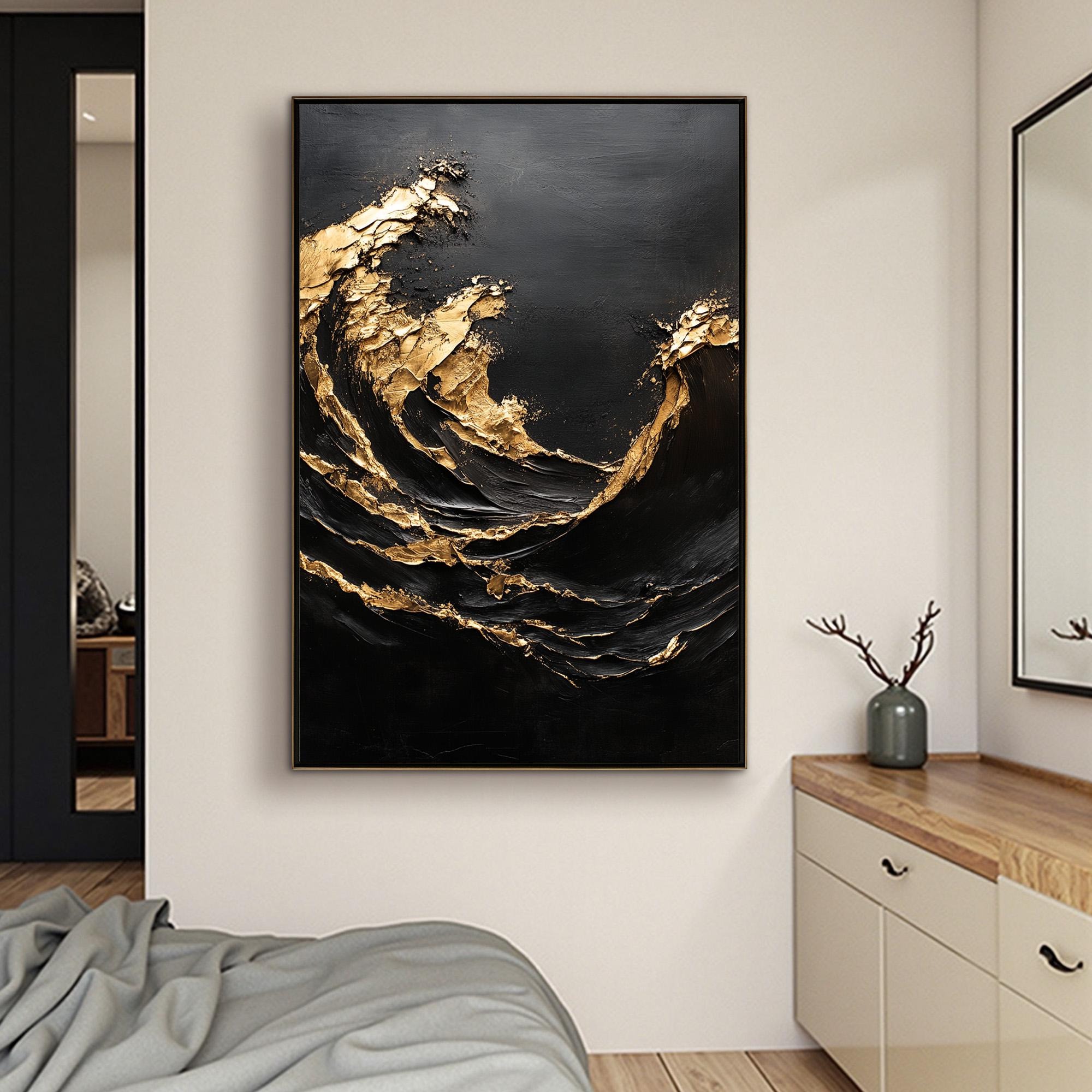 Golden Wave in Dark Abyss