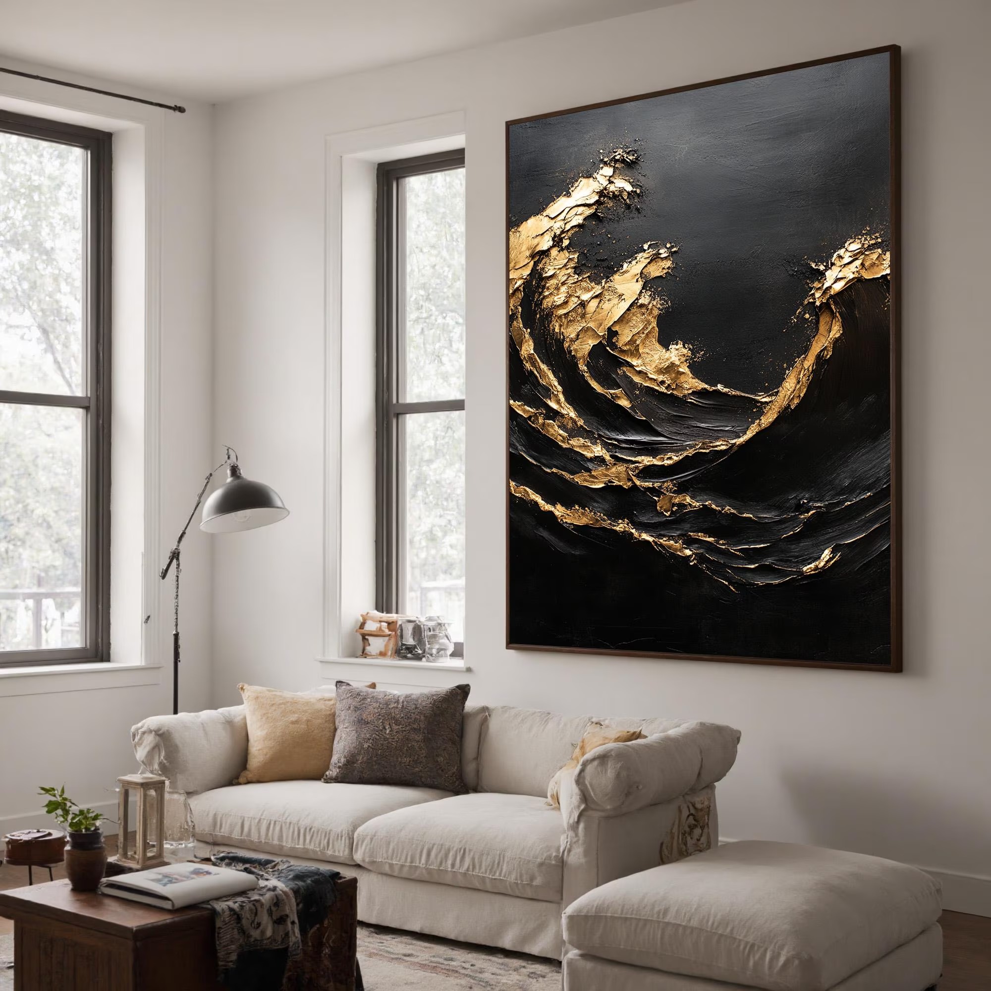 Golden Wave in Dark Abyss