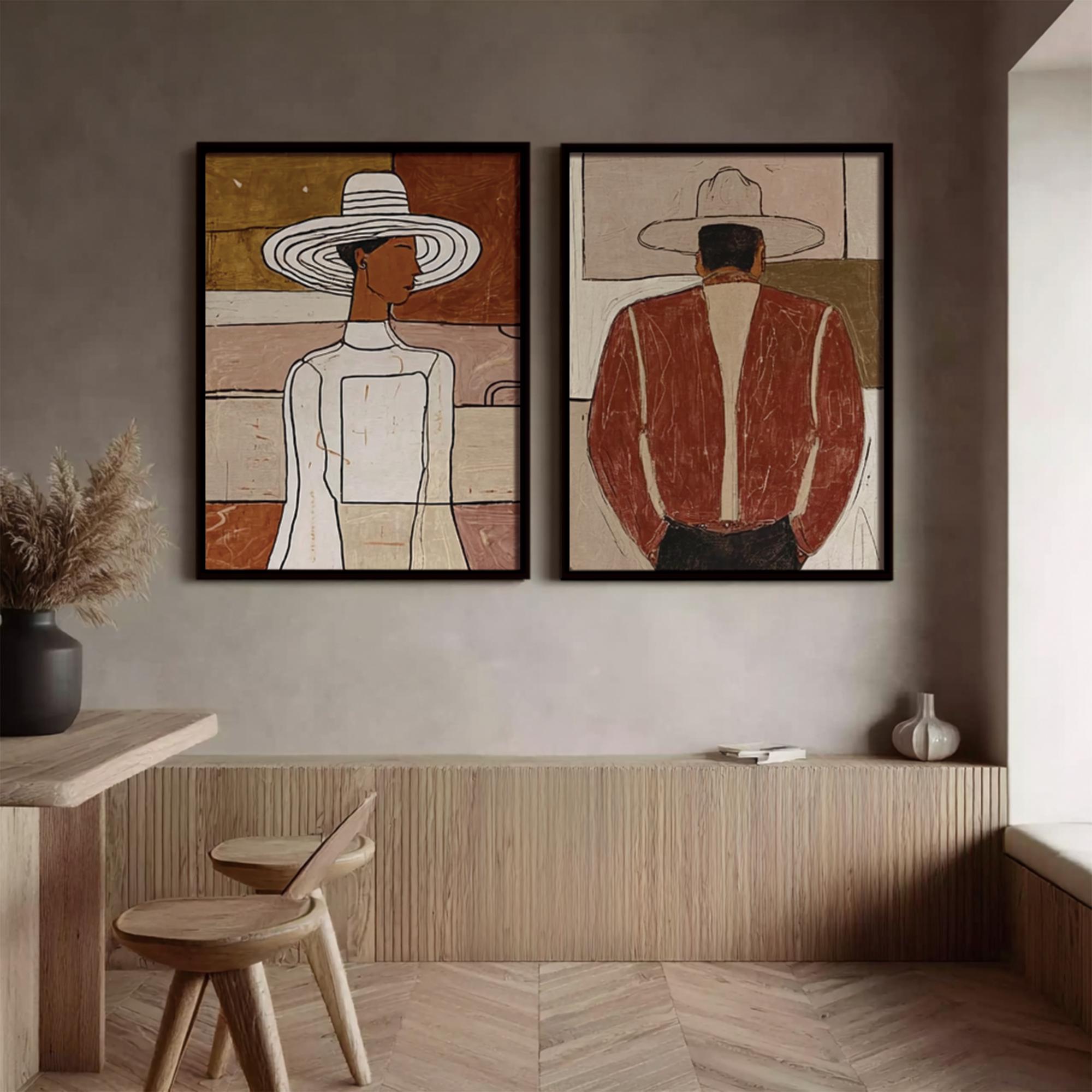 Dual Elegance – Abstract Portrait Pair Art