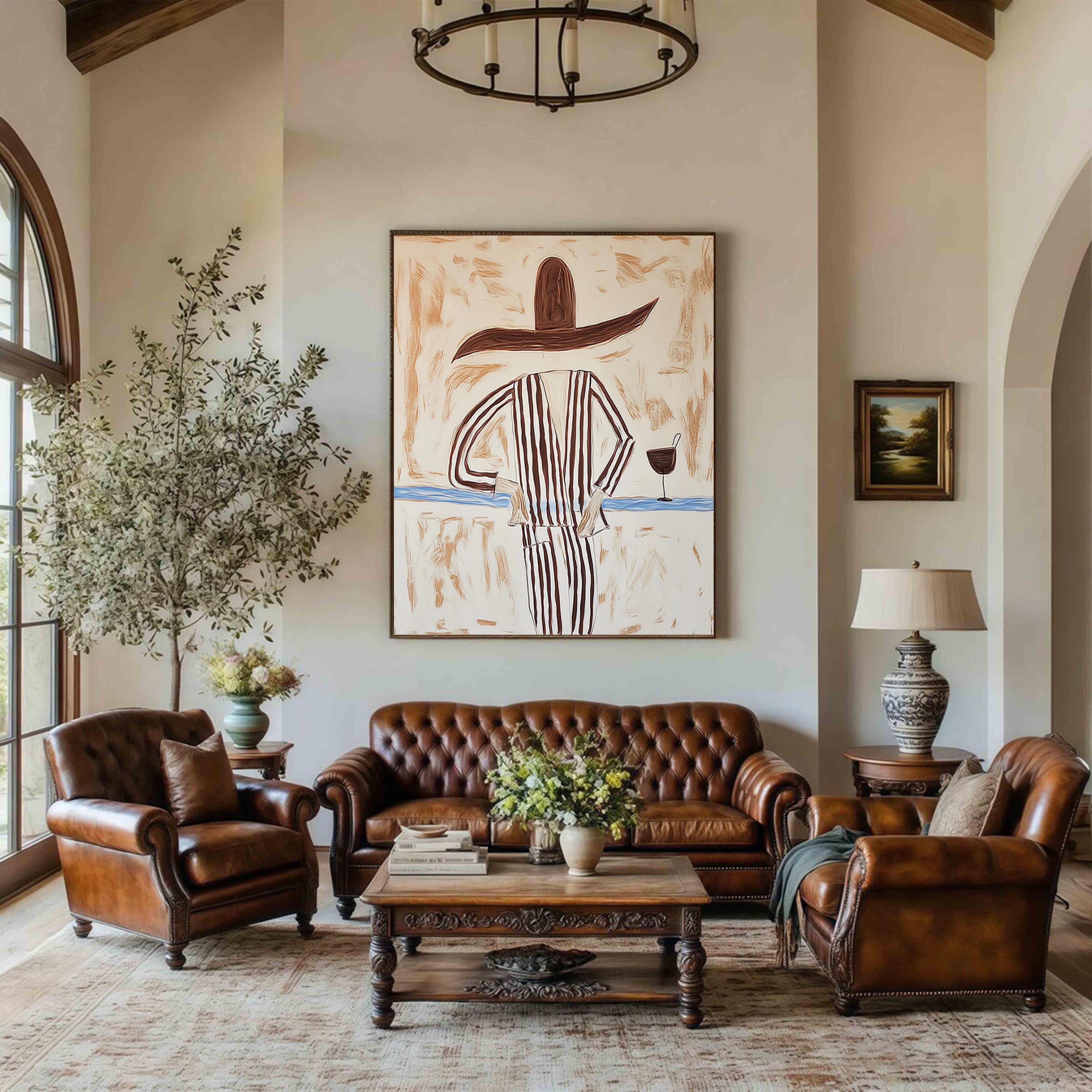 Elegant Solitude – Striped Figure Artistry