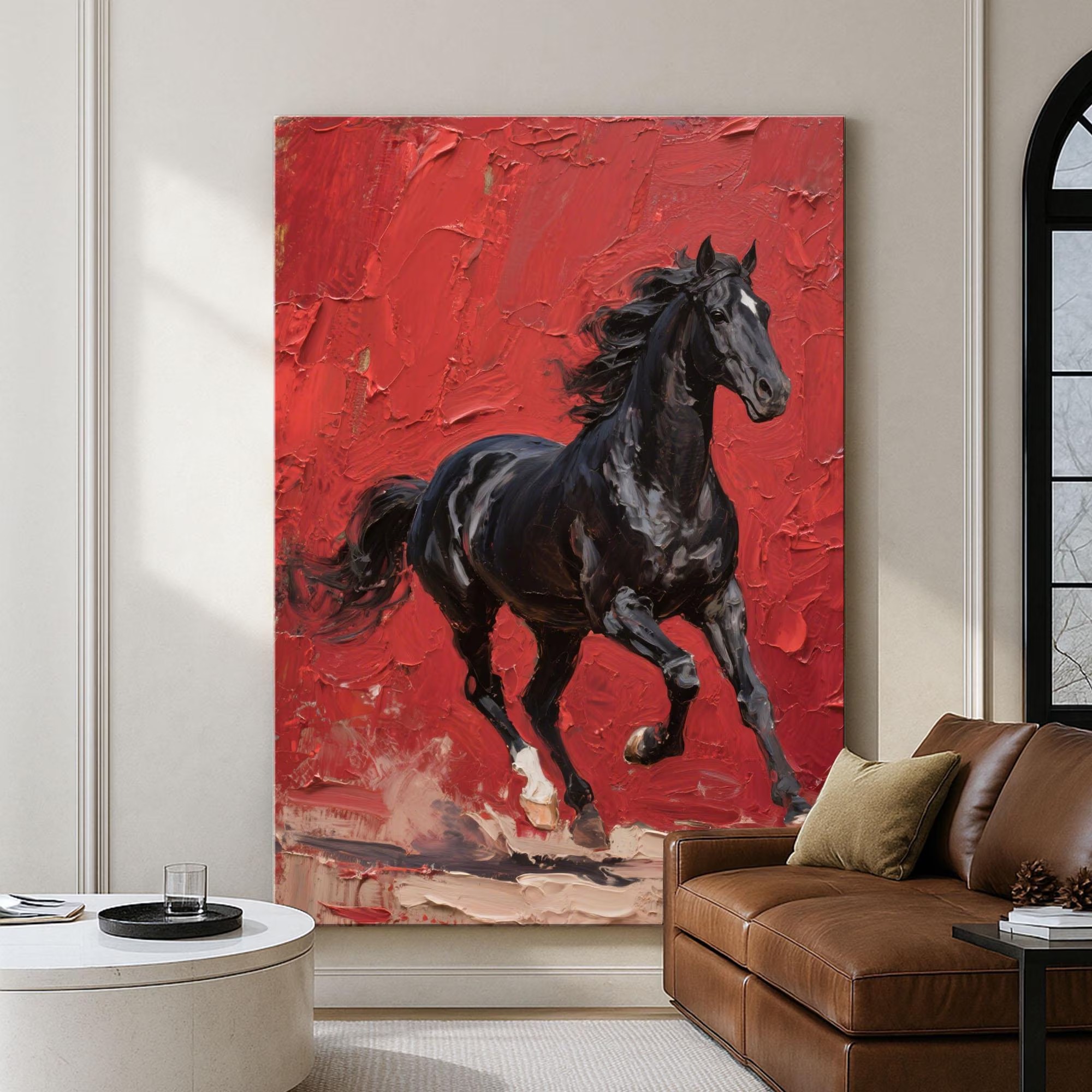 Majestic Black Horse Abstract Painting