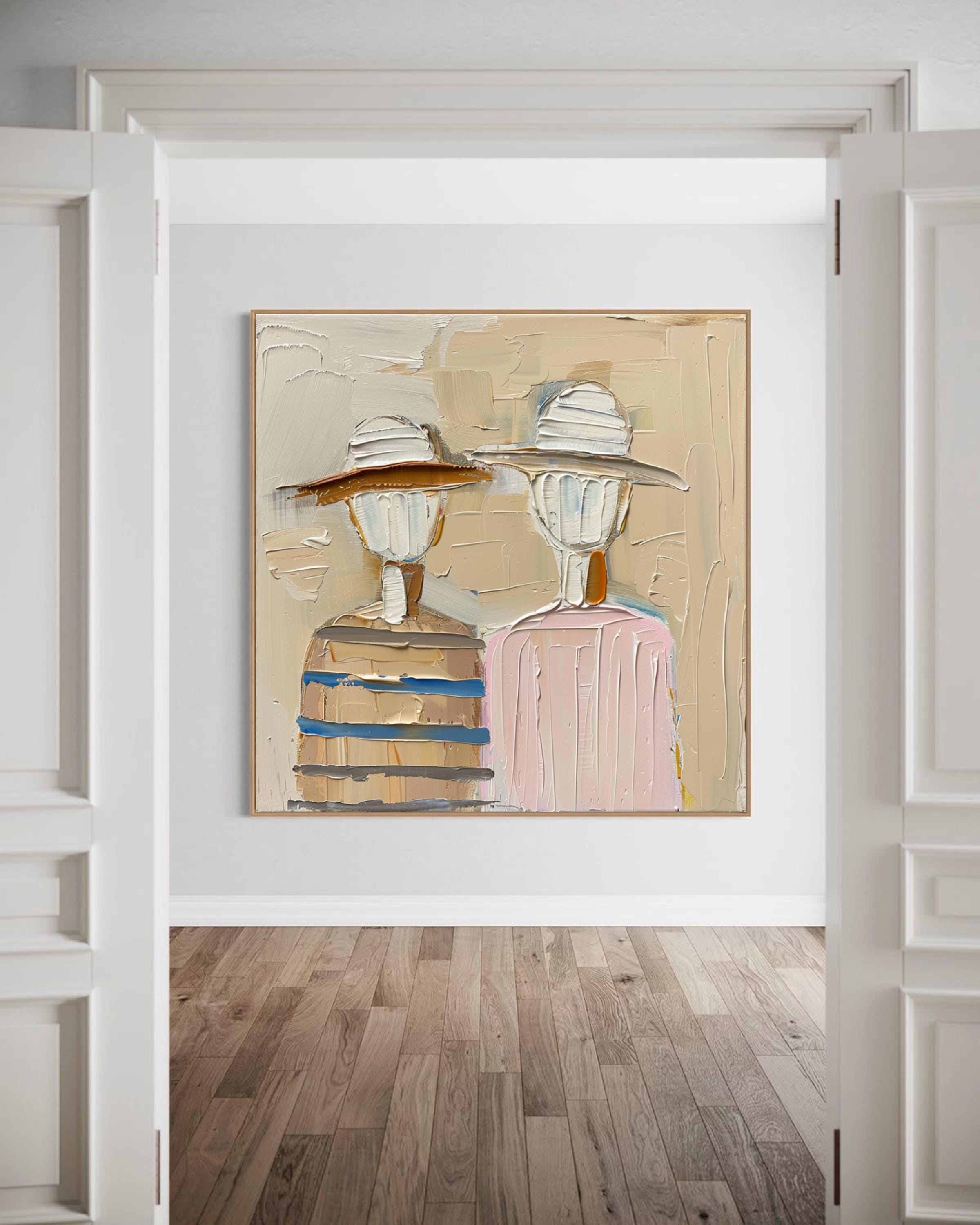 Whimsical Duo – Textured Hat Figures Art