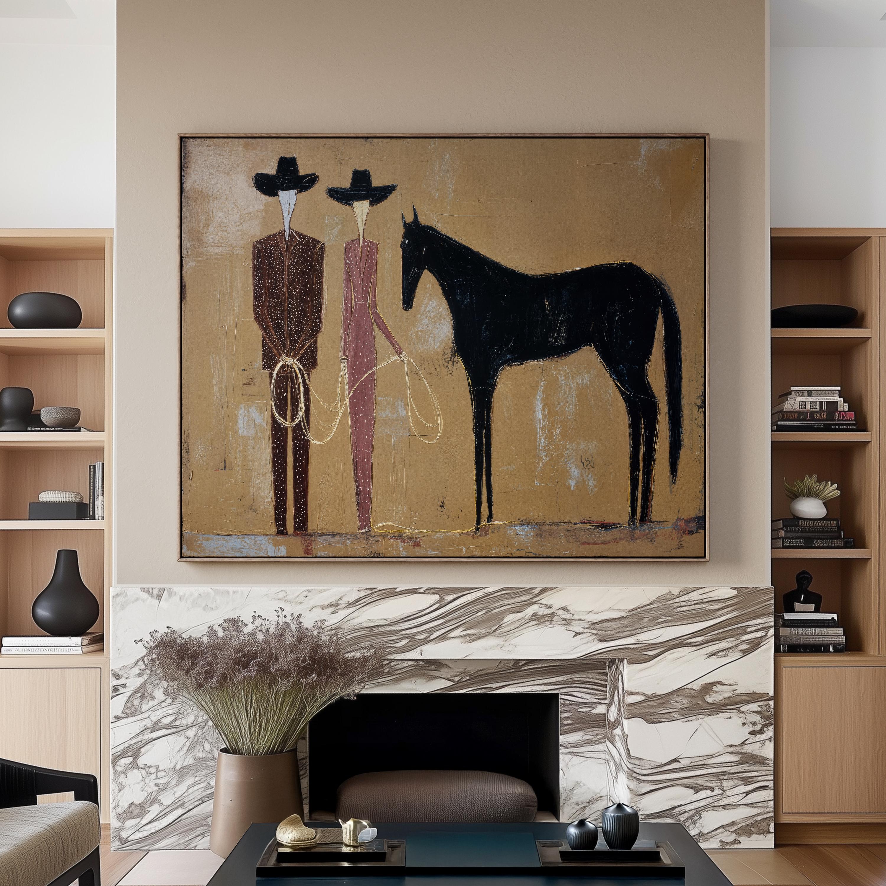 Two Hats Black Horse Figures