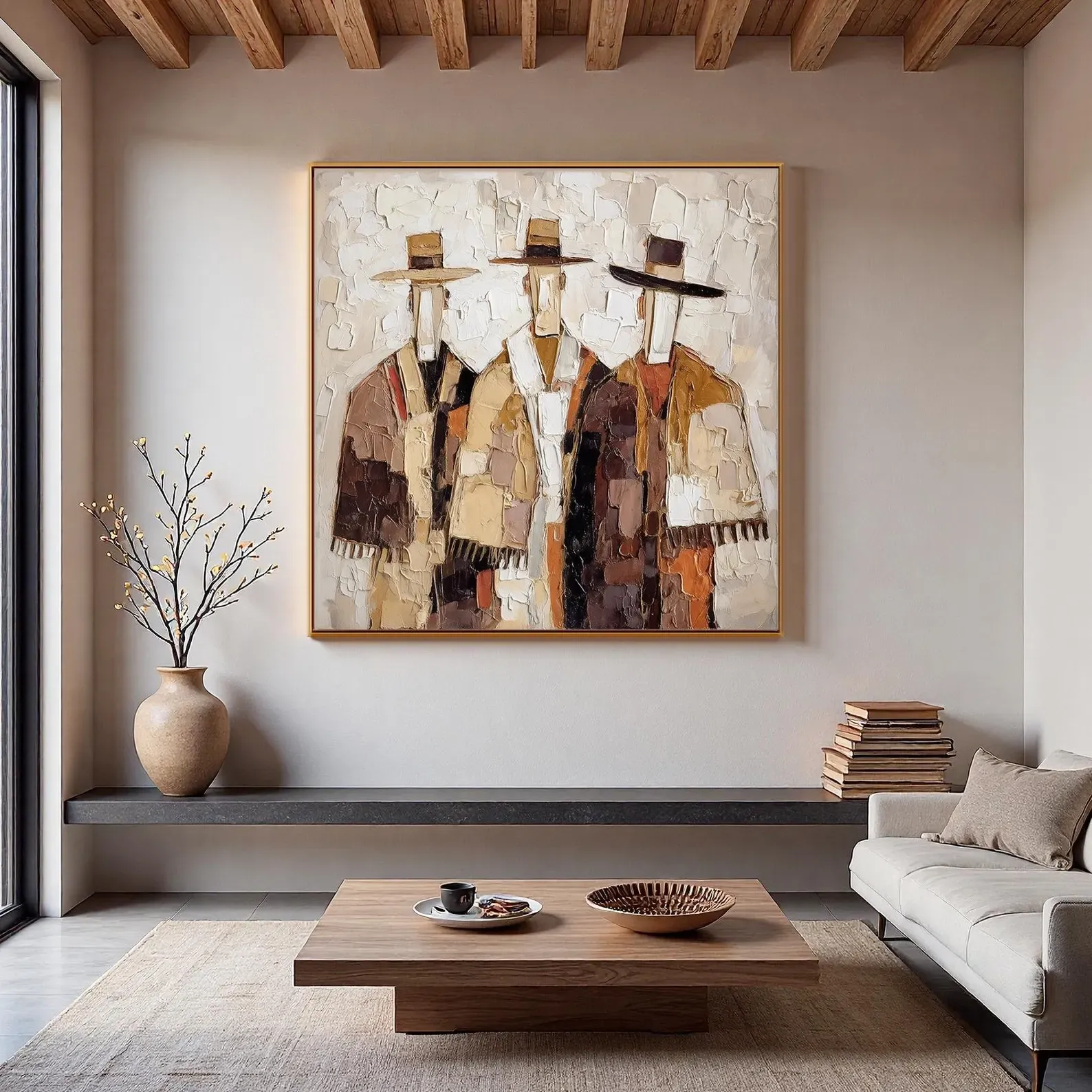 Earthy Impasto Trio Silhouettes