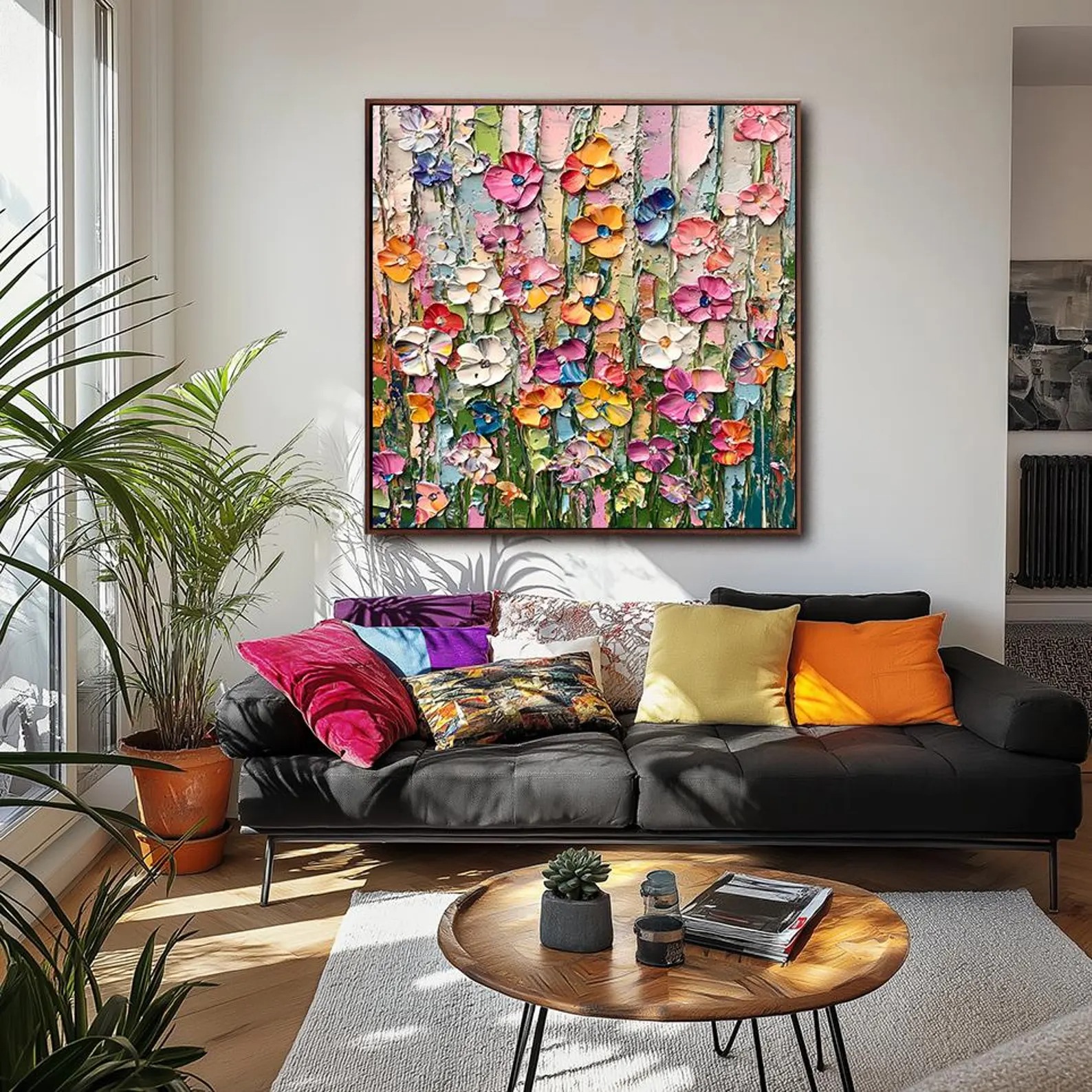 Vivid Floral Palette Knife Artwork