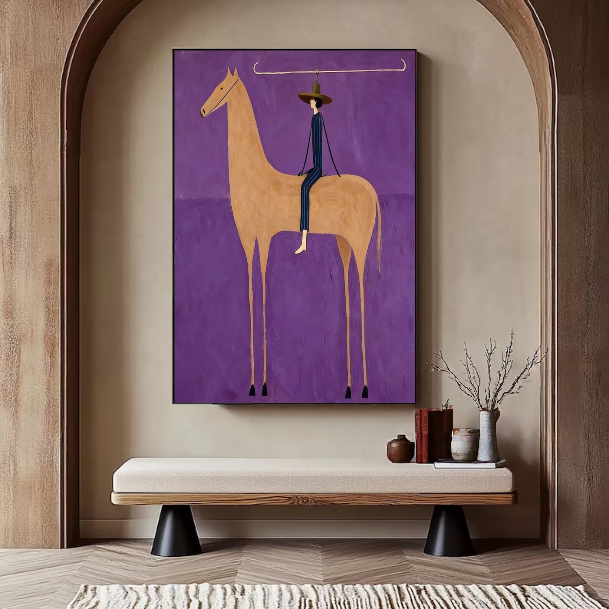 Purple Reverie – Abstract Rider and Steed