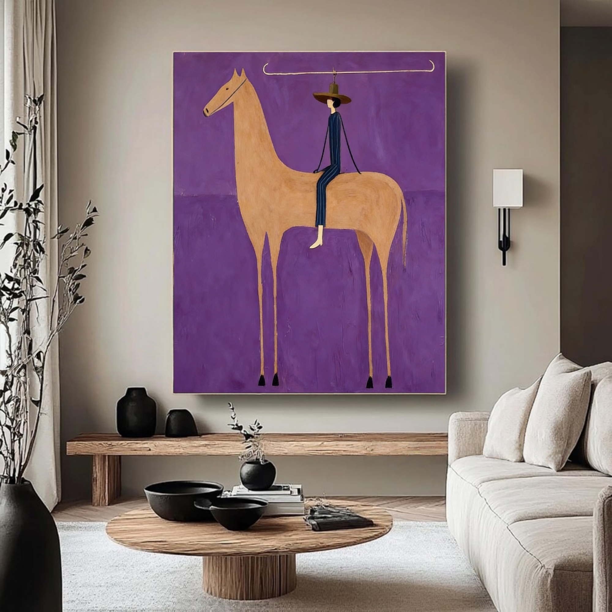 Purple Reverie – Abstract Rider and Steed