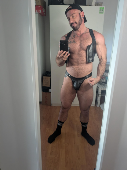 Mysteryglove Men's Pu Leather Harness and Thong Set - Strong and Provocative