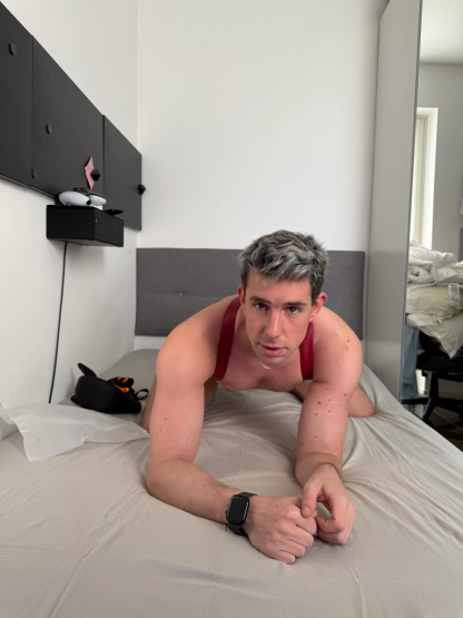 Joylgbt‘s Red PU Leather Harness Jock Set – X-Back Straps with Matching Pouch Thong