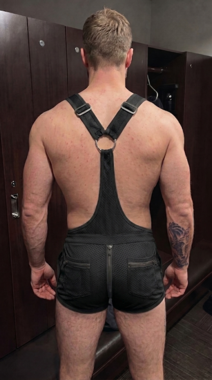 Joylgbt Men’s Neon Breathable Mesh Bib Shorts Romper Sporty Zip Utility Jumpsuit