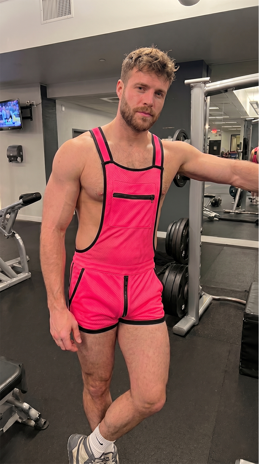 Joylgbt Men’s Neon Breathable Mesh Bib Shorts Romper Sporty Zip Utility Jumpsuit