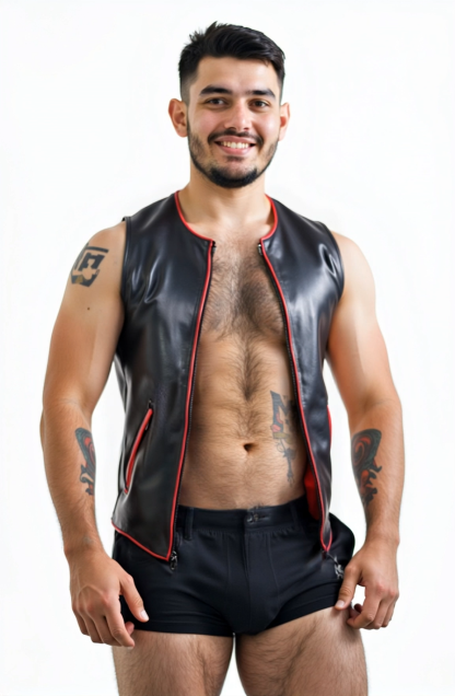 Men's Stylish Black Leather-Look Vest