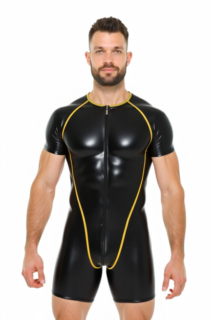 Men's Black and Yellow Performance Bodysuit