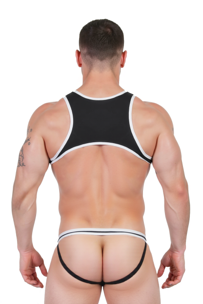 Joylgbt‘s Men’s Black Cut‑Out Singlet Jockstrap Bodysuit
