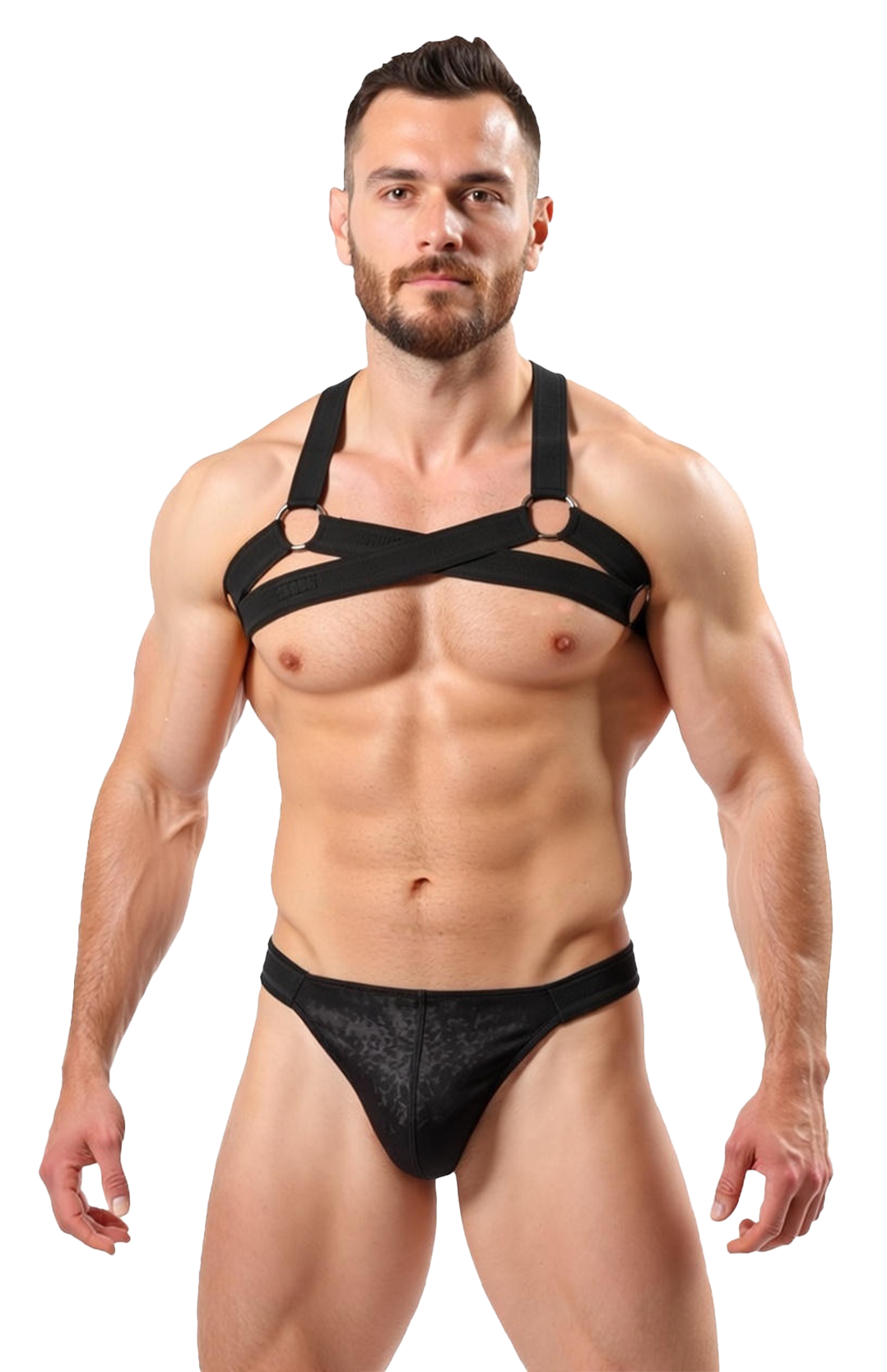 Joylgbt‘s Men's Performance Gear: Strappy Body Harness & Contoured Mesh Briefs
