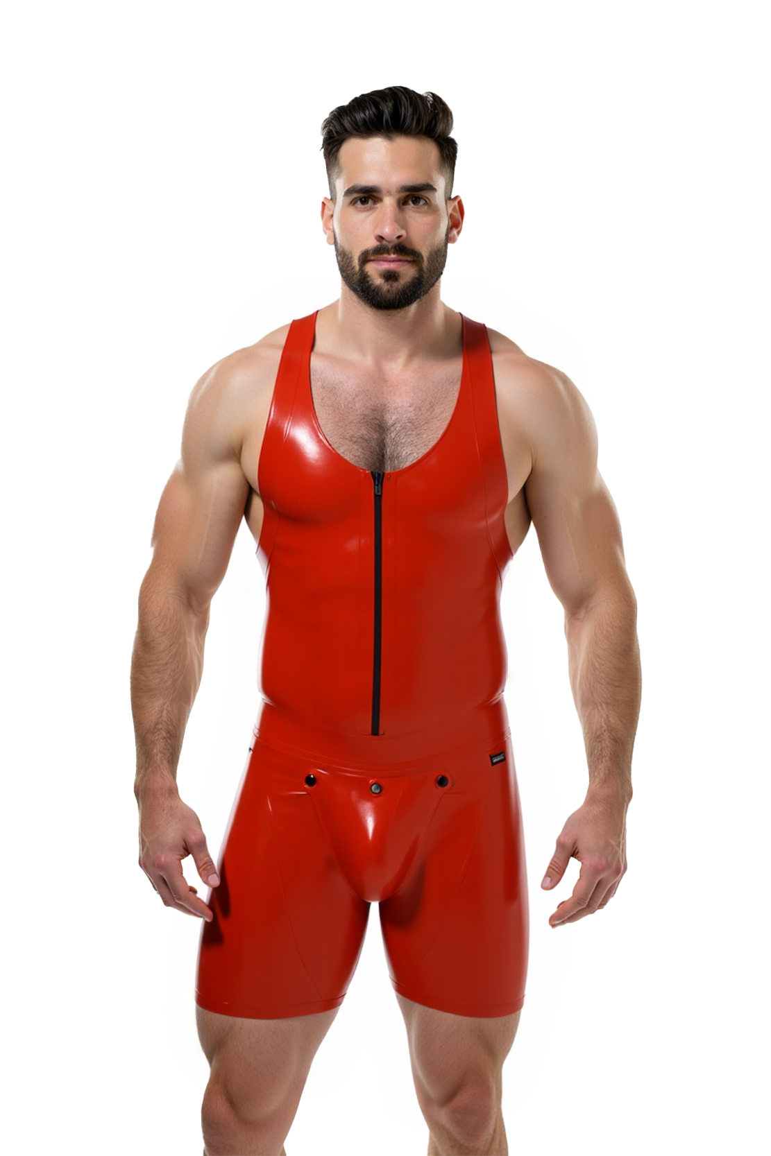 Joylgbt's Men's Sleeveless Zipper Romper with Pouch Snap and Open Back – Sexy Fetish Bodysuit