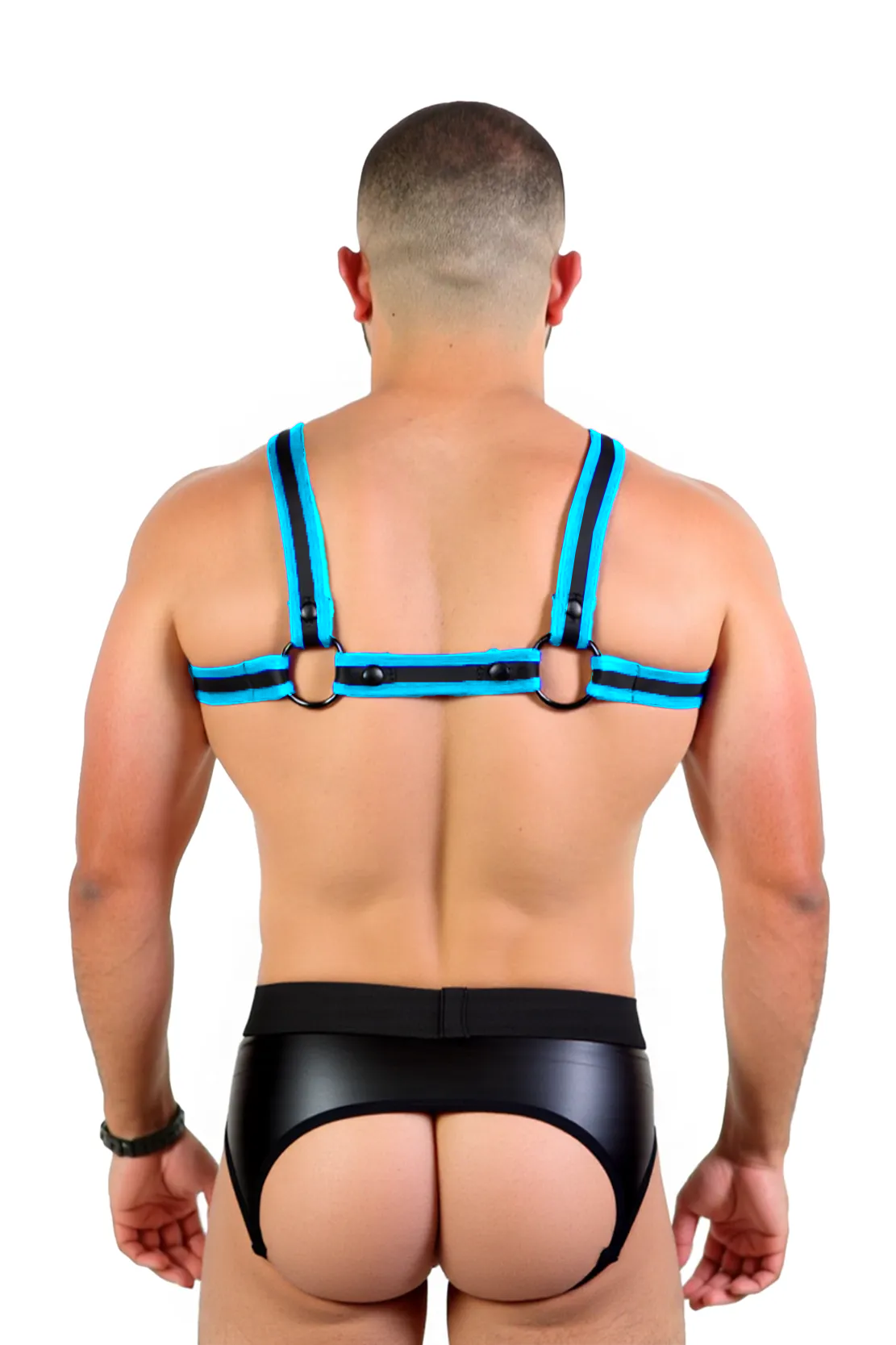 Joylgbt‘s Men's Faux Leather Harness & Jockstrap Set – Open Back Fetish Outfit