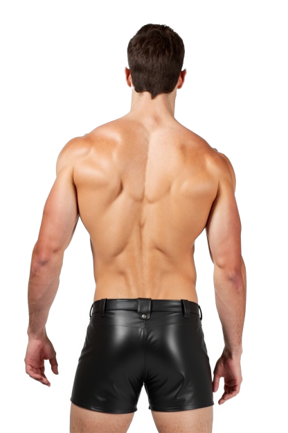 Joylgbt‘s Men's Black Faux Leather Lace-Up Shorts | Extreme Cut Clubwear