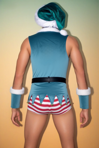 Joylgbt's Christmas Velvet Elf Costume with Striped Shorts