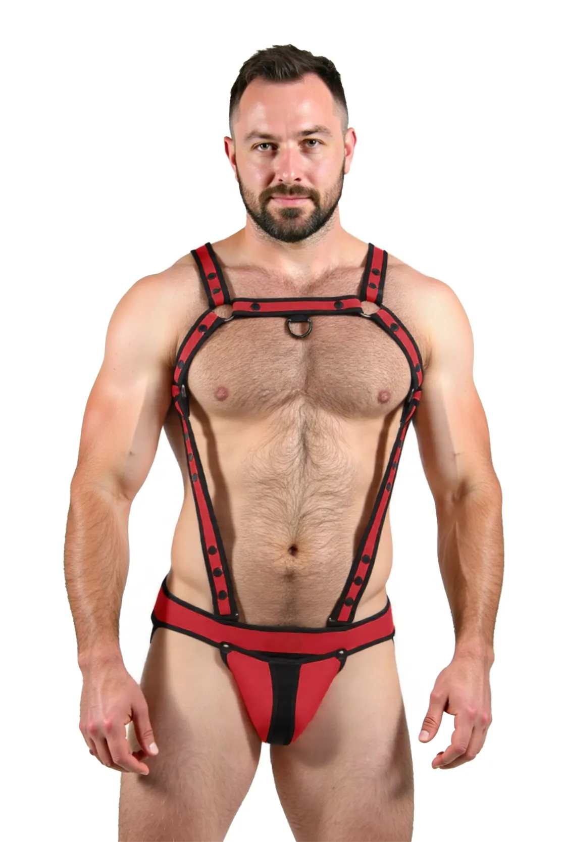 Joylgbt‘s Adjustable Red and Black Fetish Gear for Men