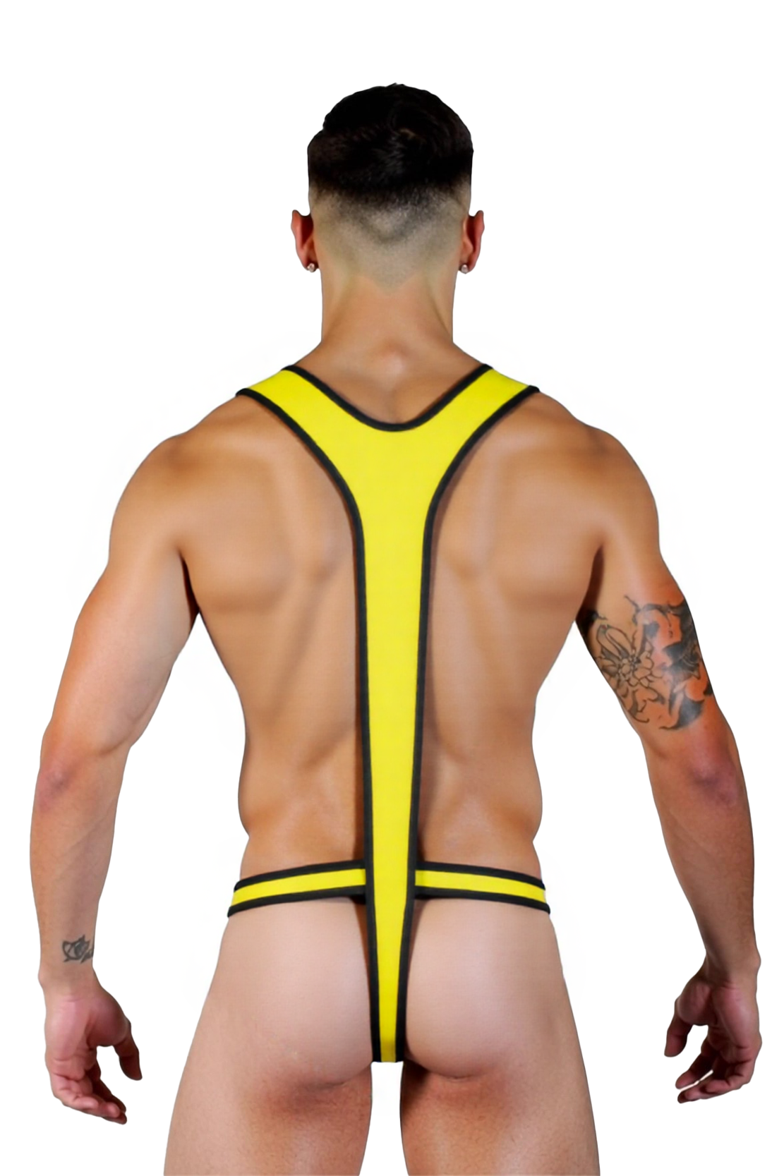 Men's Bold Contrast Harness & Thong Set with Buckle Details