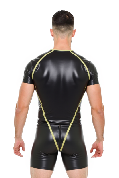 Men's Black and Yellow Performance Bodysuit