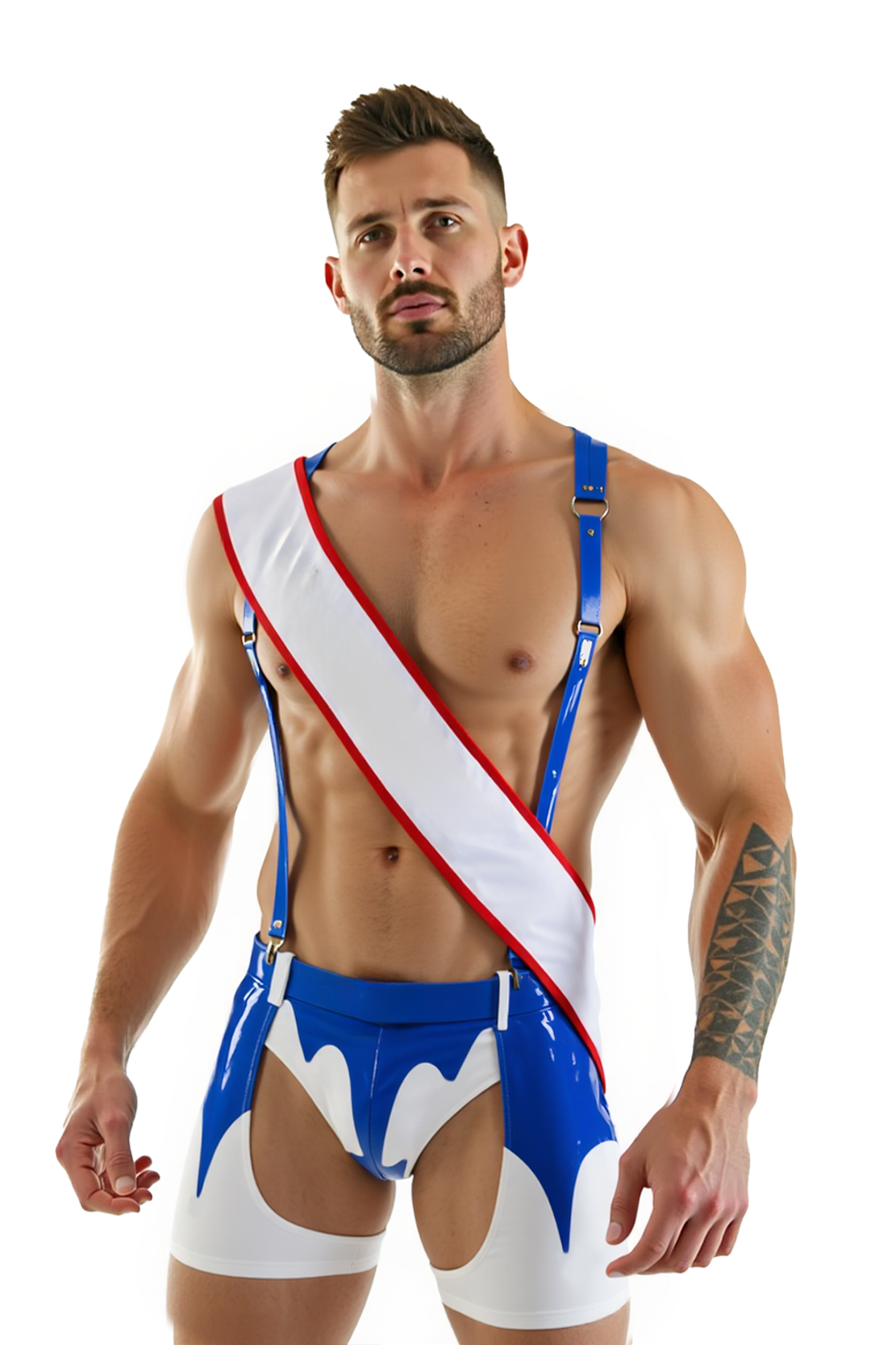 Joylgbt‘s PV Patriot Chaps & Sash Set – Heroic Open-Frame Design