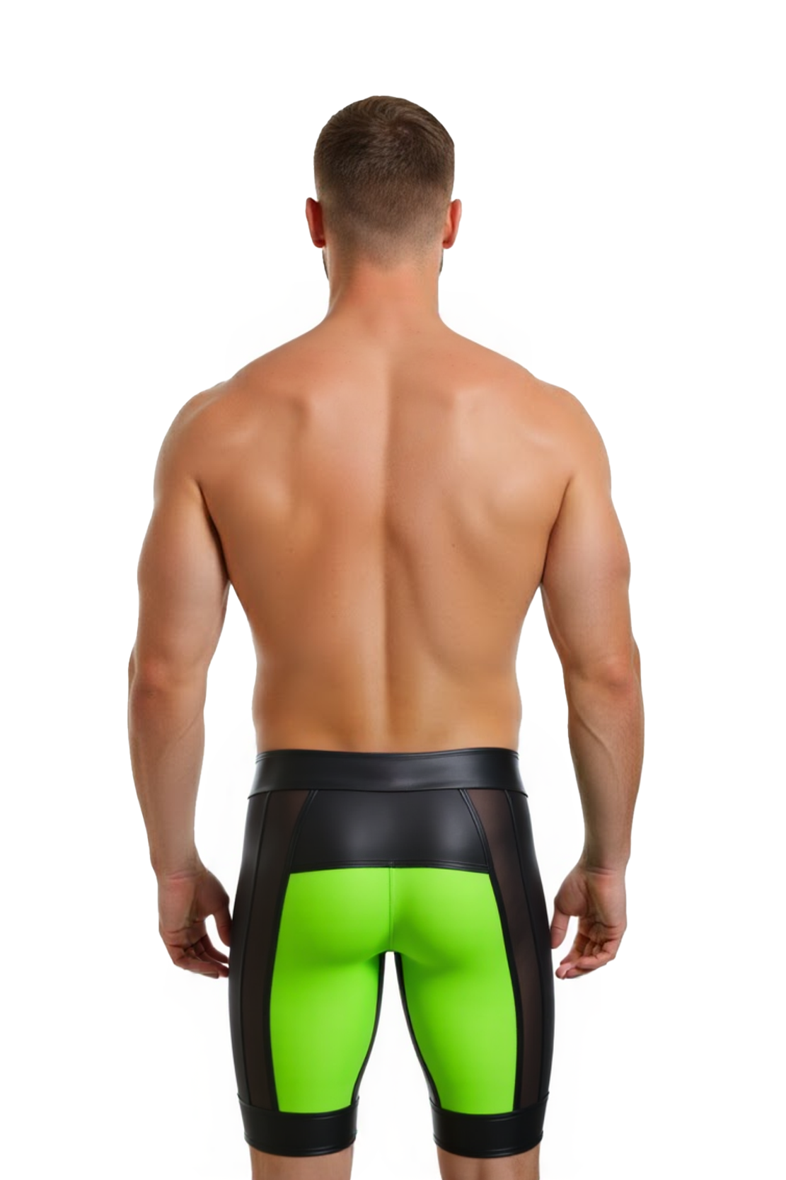 [Copy]Joylgbt‘s Men's White & Green High-Gloss PV Leather Singlet with Rear Zipper