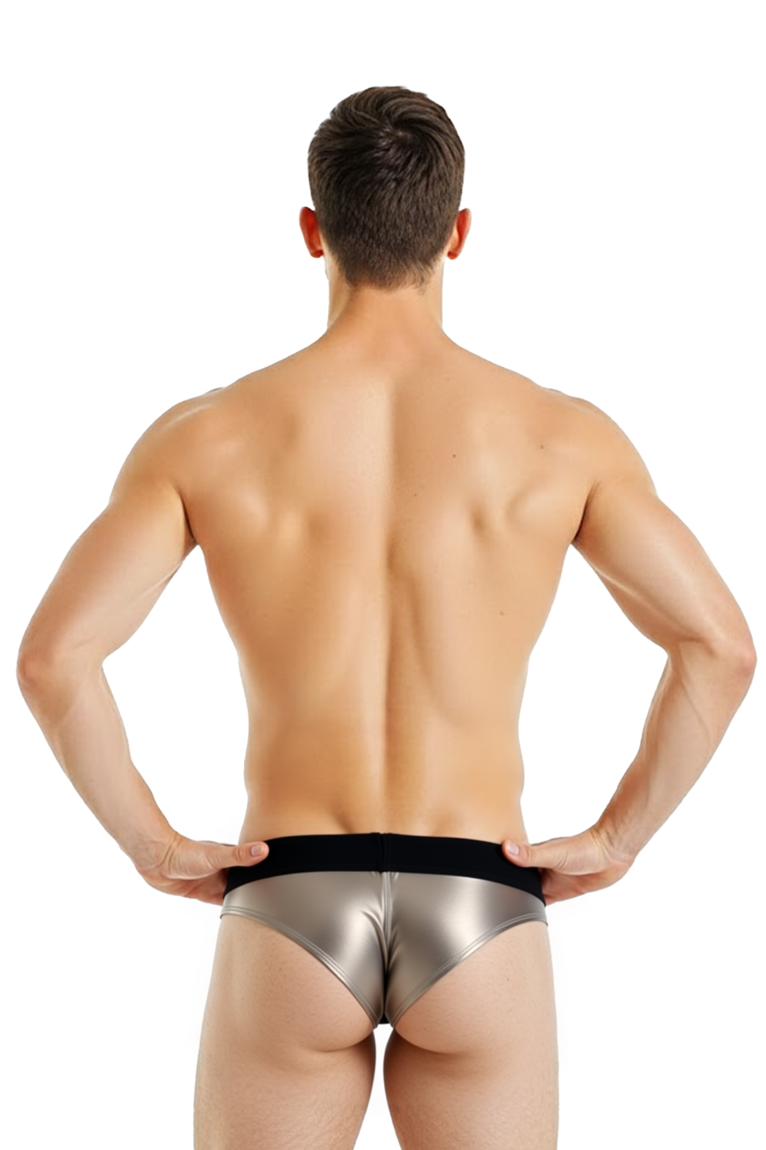 Joylgbt‘s Metallic Liquid Silver Briefs - Shiny Faux Leather Low-Rise Sexy Underwear