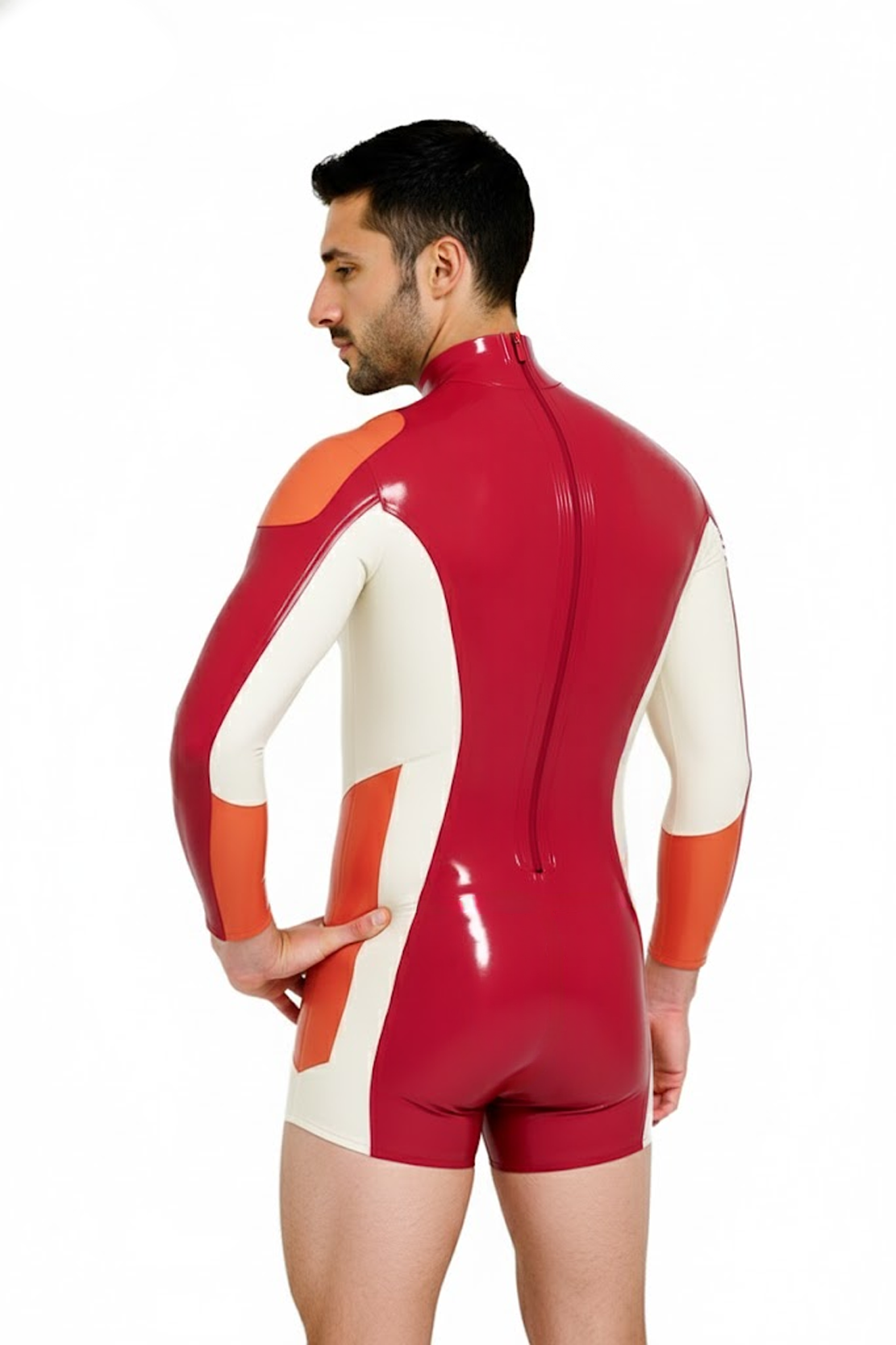 Joylgbt‘s Futuristic Hero Men's Multi-Tone Tech-Fabric Bodysuit - Long Sleeve Athletic Compression Suit