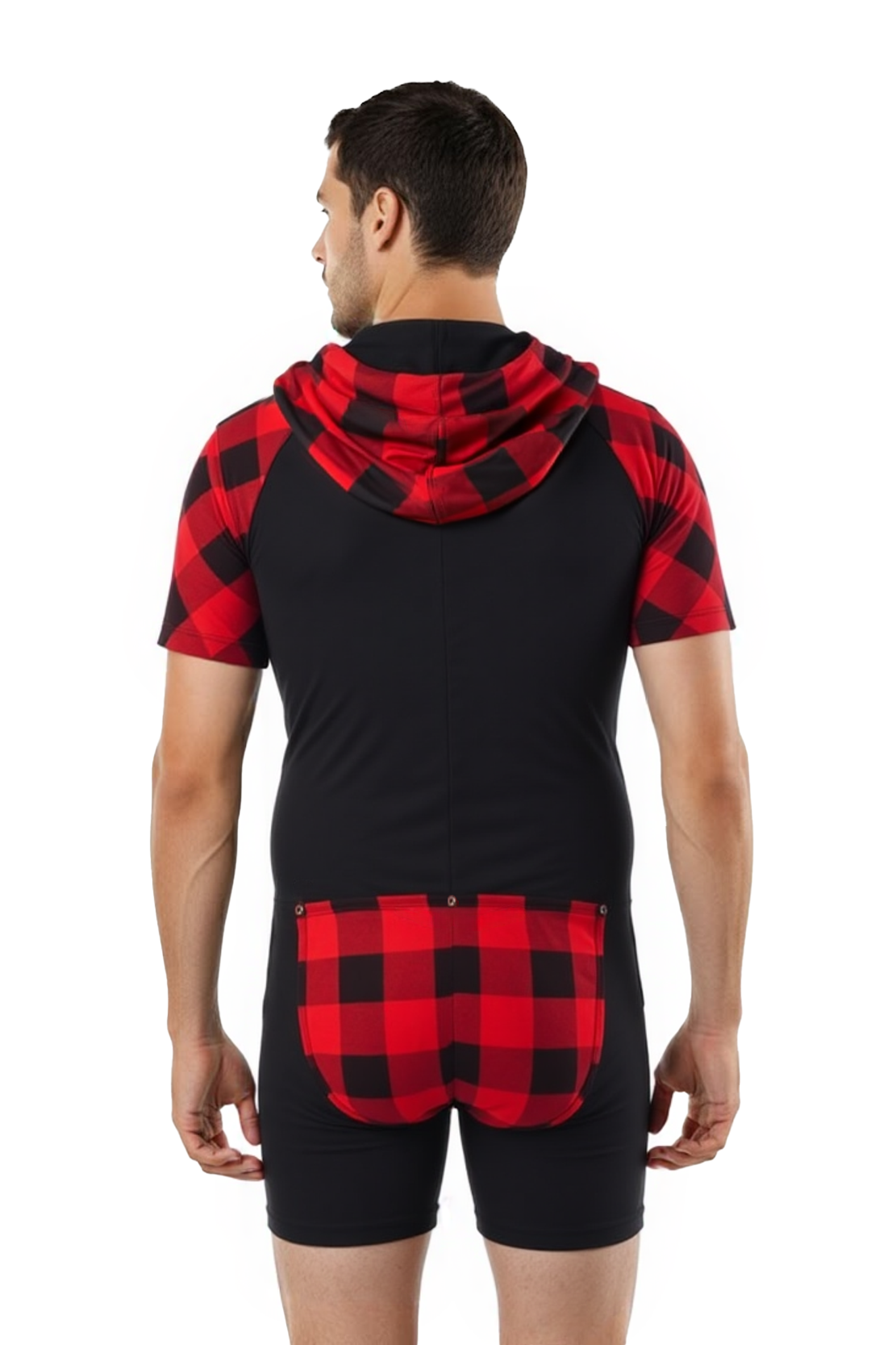 Joylgbt‘s Lumberjack Plaid Hooded Romper